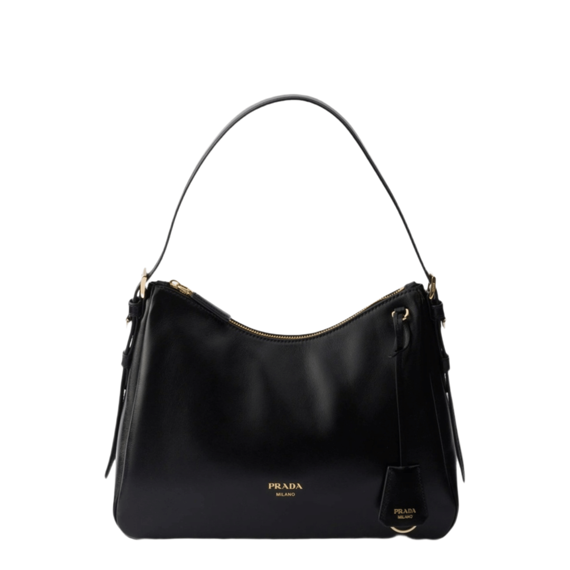 Prada Aimée Medium Calfskin Shoulder Bag - Black