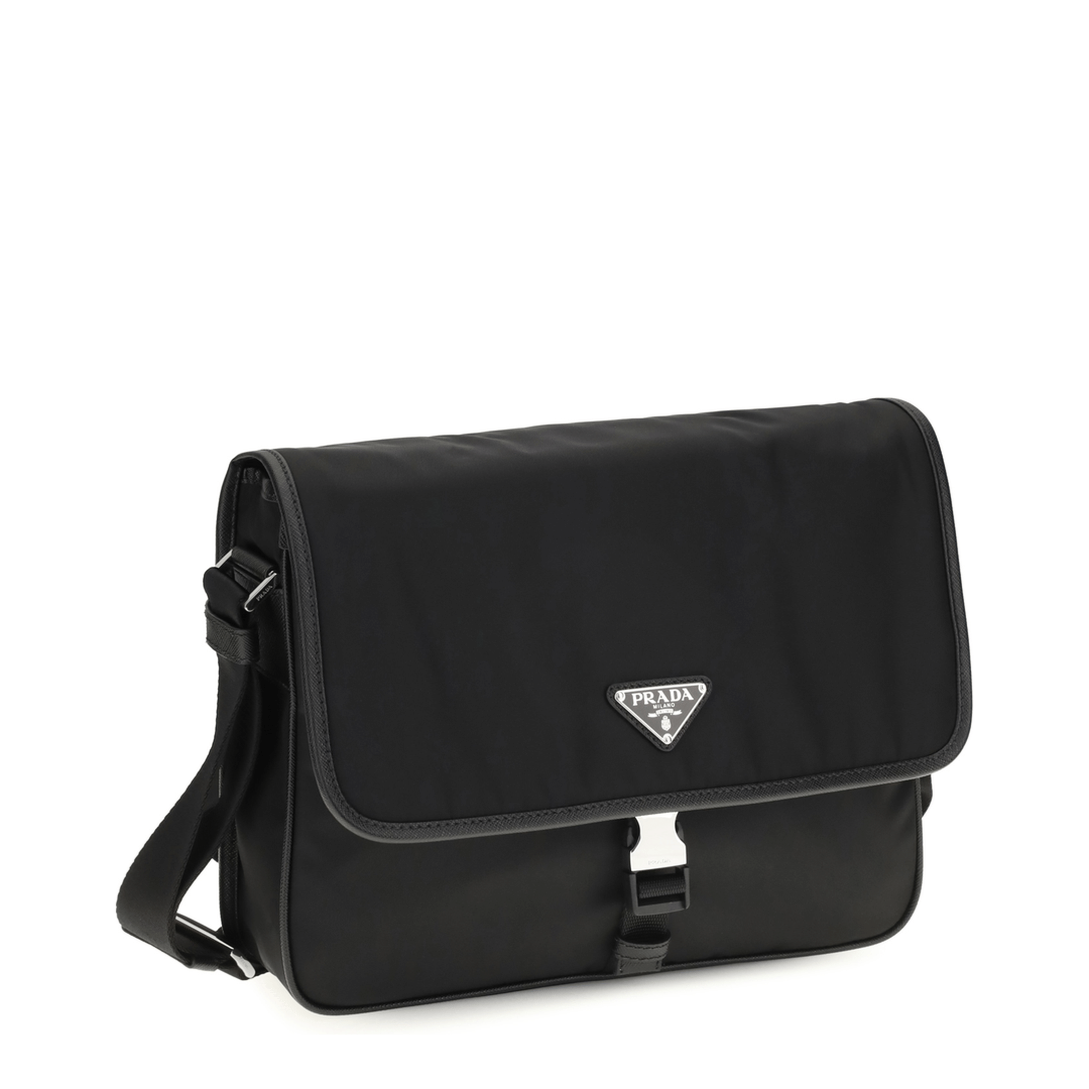 Prada Re - Nylon and Saffiano Shoulder Bag - Nero