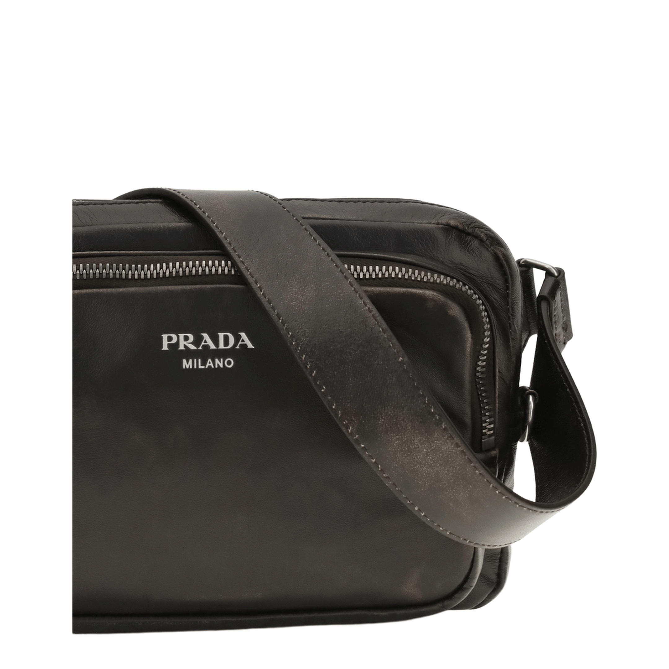 Prada Lambskin Shoulder Bag - Dark Brown