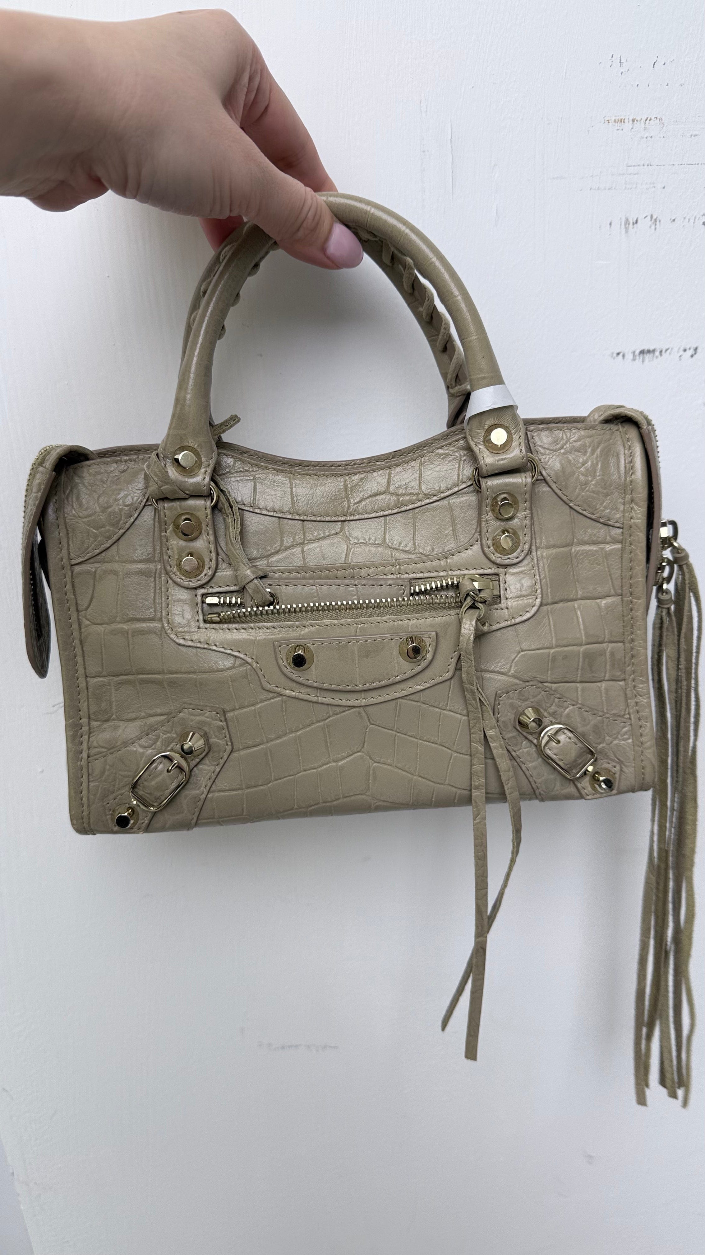 Balenciaga Embossed Croc Beige LGHW Bag C18317976213