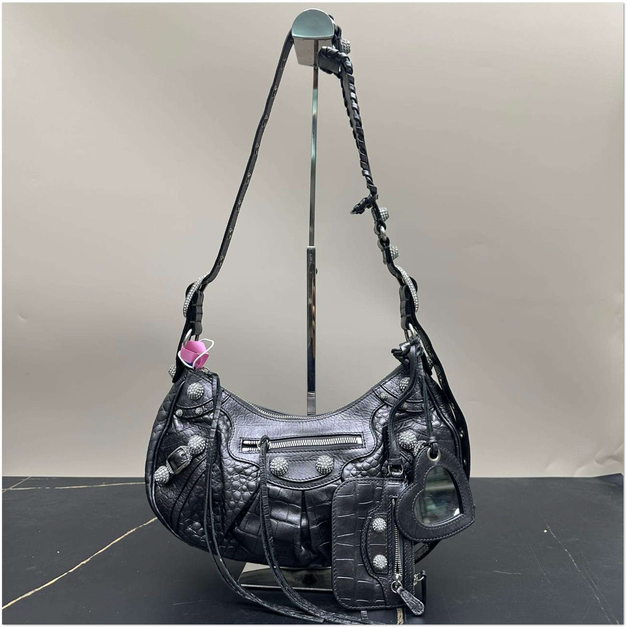 Balenciaga Metallic Black Croc - Embossed Le Cagole Bag C19494824314