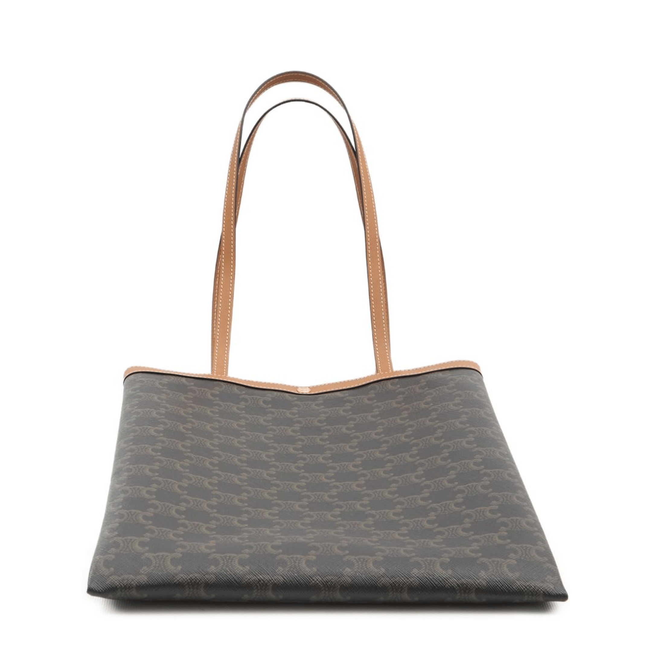 Celine Triomphe Canvas Medium Flat Shopper Tote - Honey (Miel)