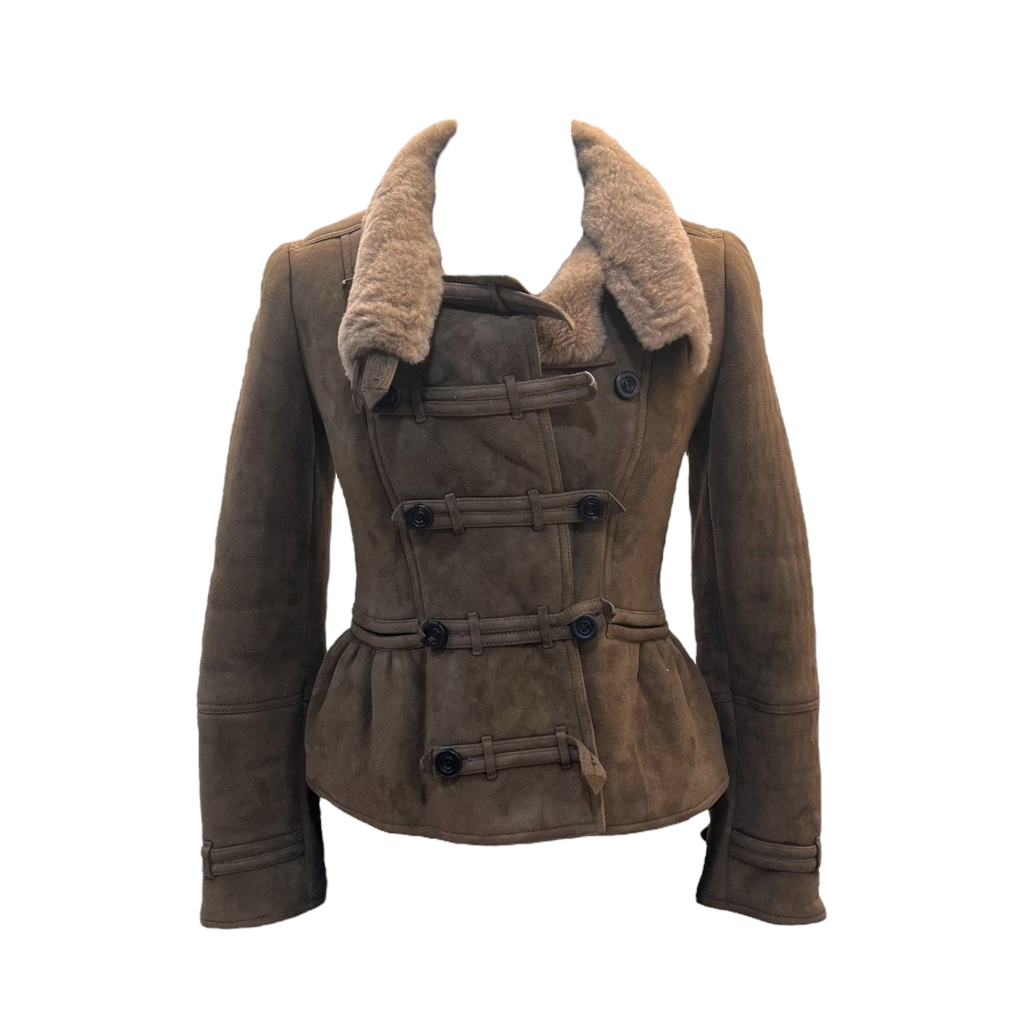 Burberry Prorsum Brown Suede Shearling Motorcycle Jacket