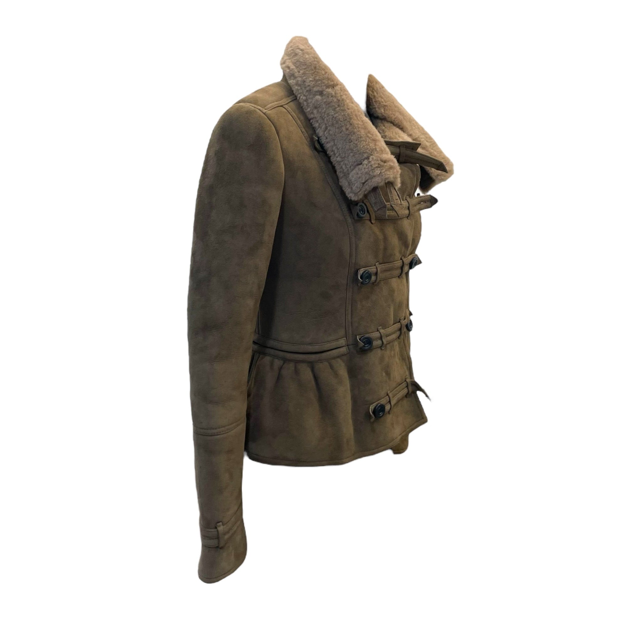 Burberry Prorsum Brown Suede Shearling Motorcycle Jacket