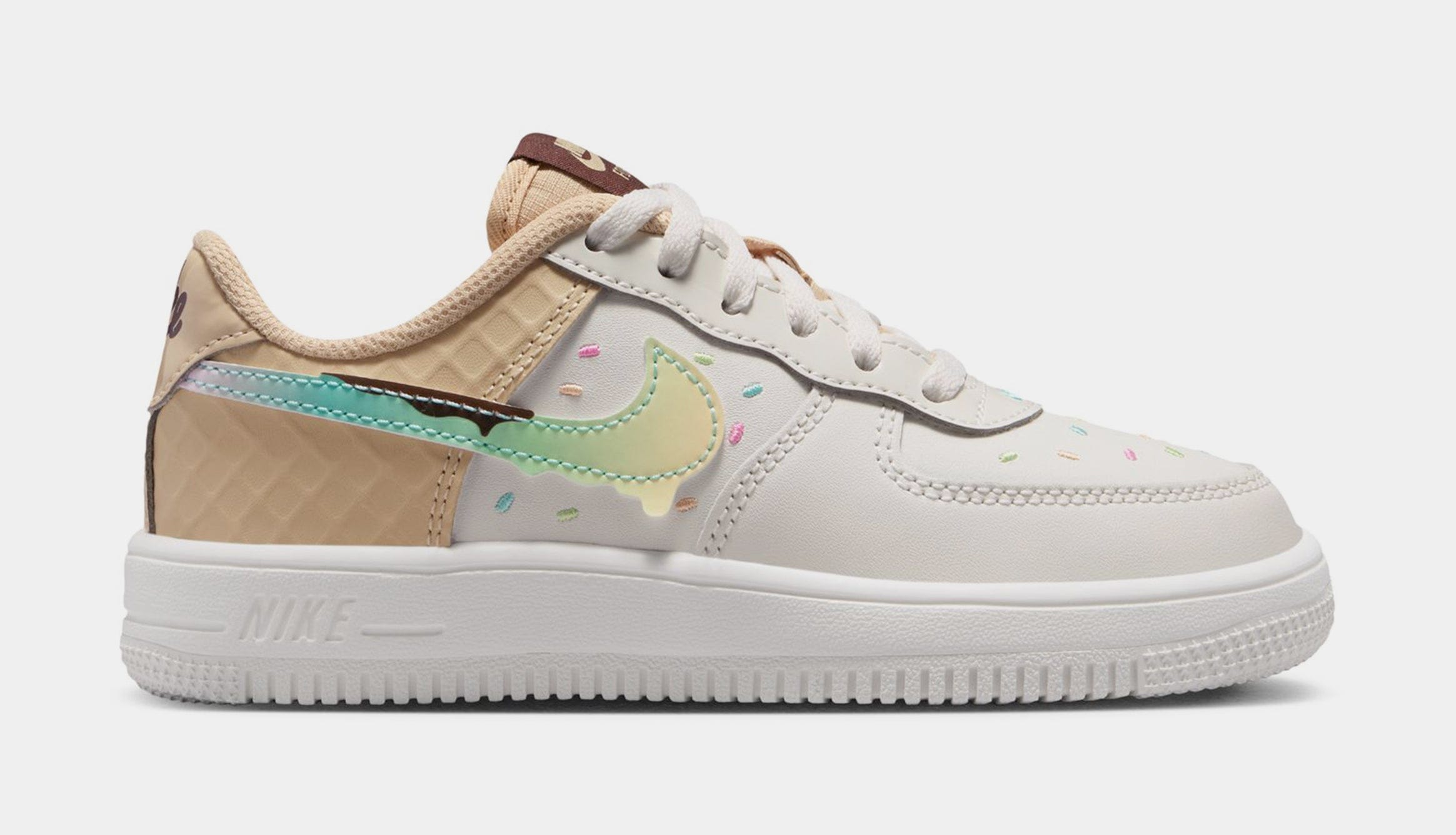 Nike Force 1 Low Preschool Lifestyle Shoes (Sail/Sesame/Bleached Turquoise/Multi - Color)