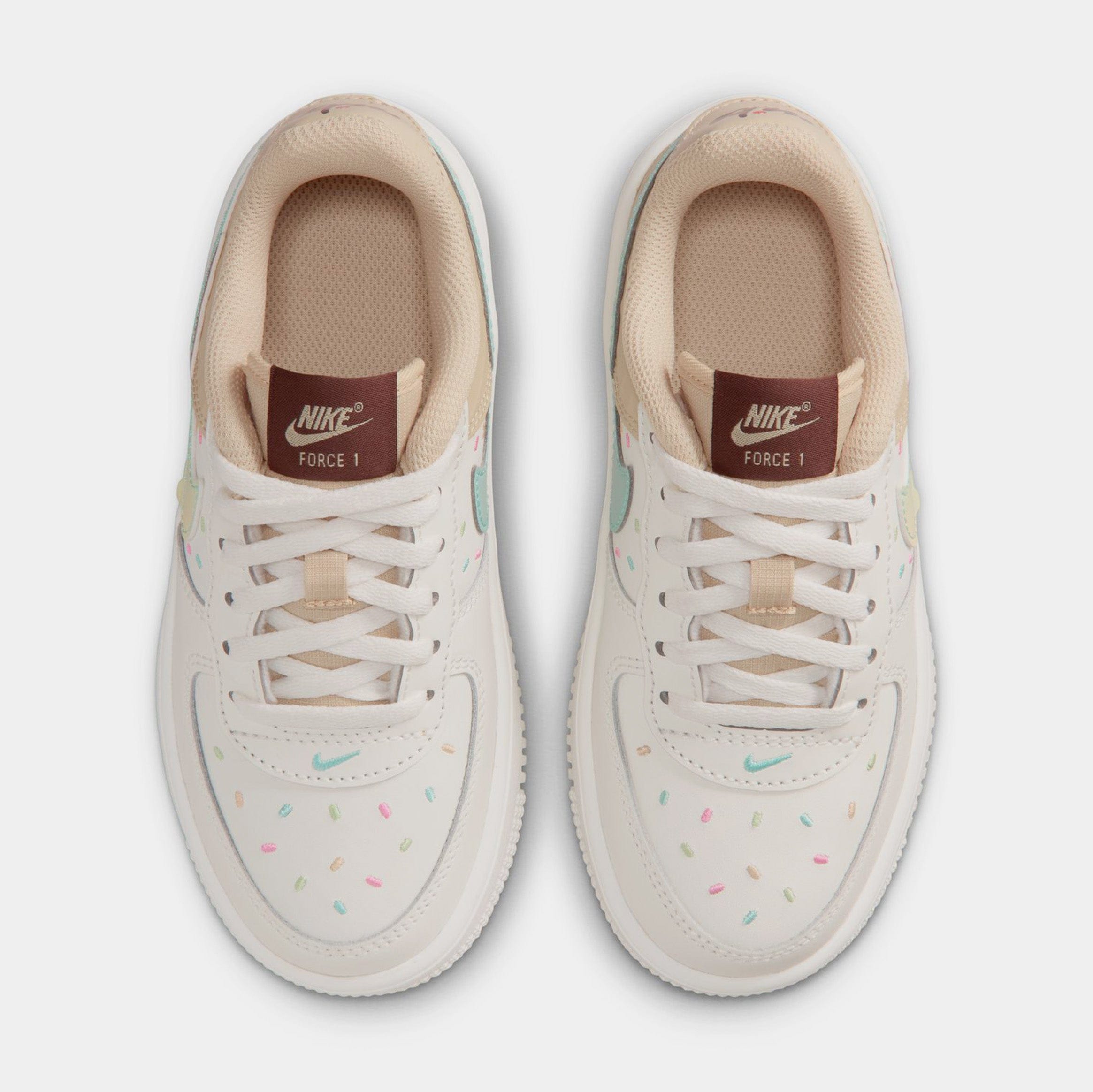 Nike Force 1 Low Preschool Lifestyle Shoes (Sail/Sesame/Bleached Turquoise/Multi - Color)