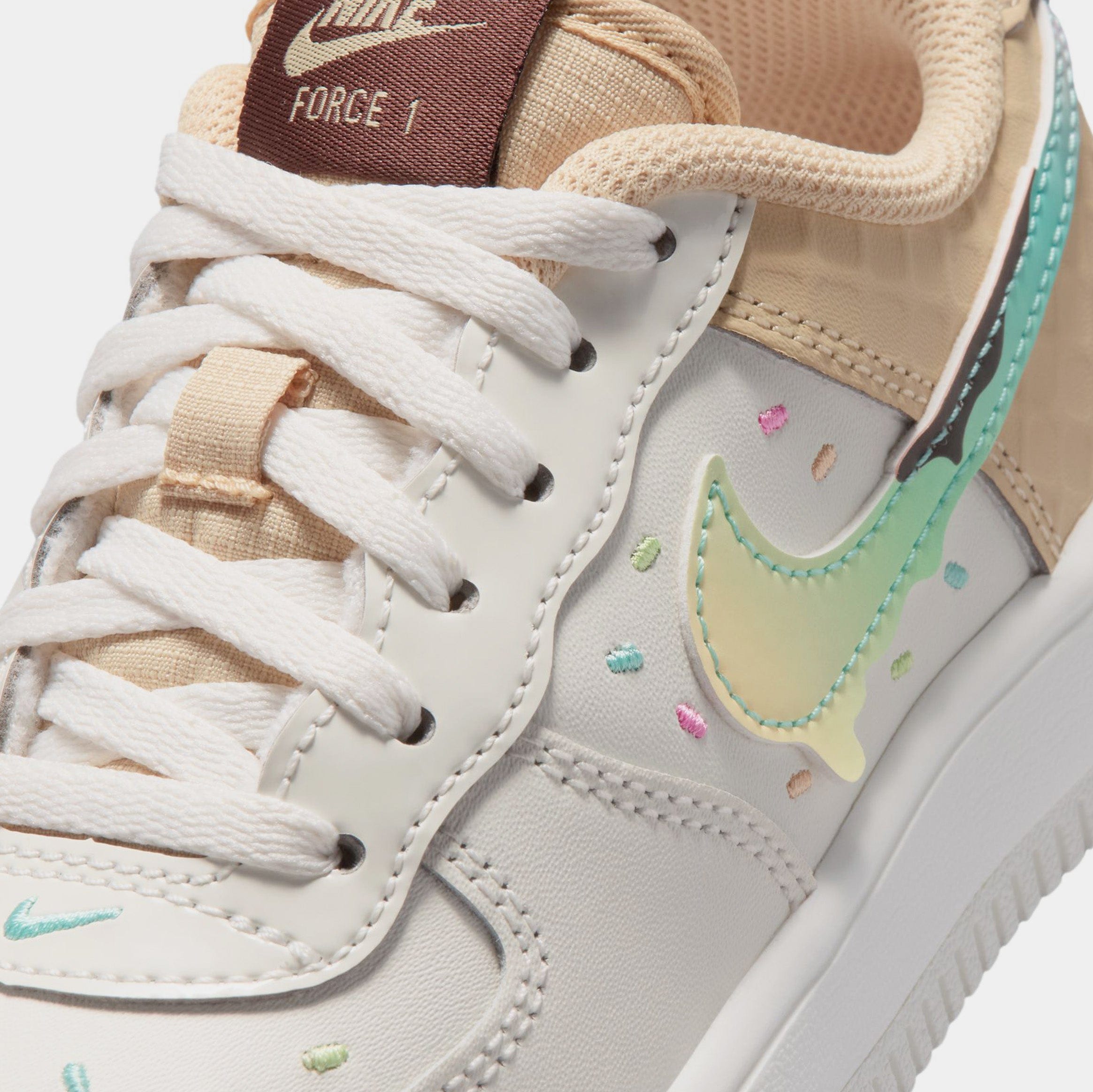Nike Force 1 Low Preschool Lifestyle Shoes (Sail/Sesame/Bleached Turquoise/Multi - Color)