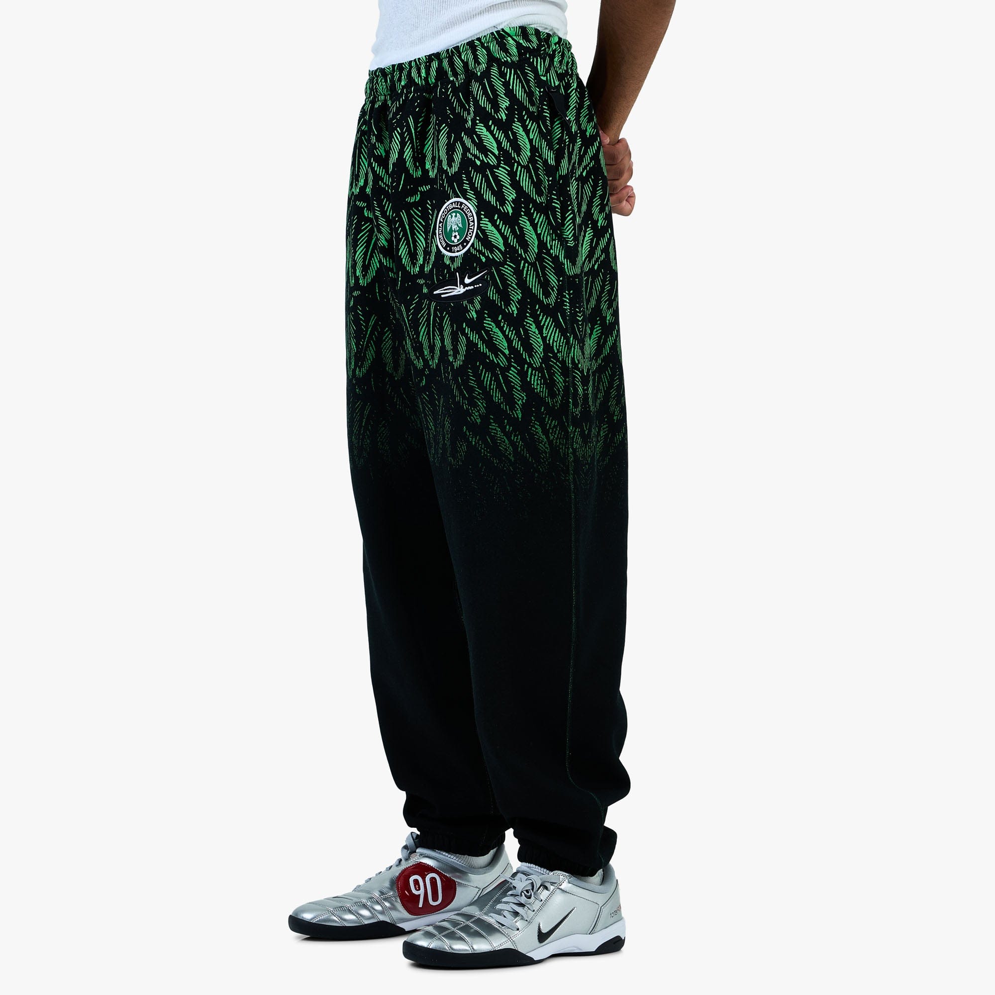 Nike x Nigeria x Slawn Fleece Trousers Black / Poison Green - White