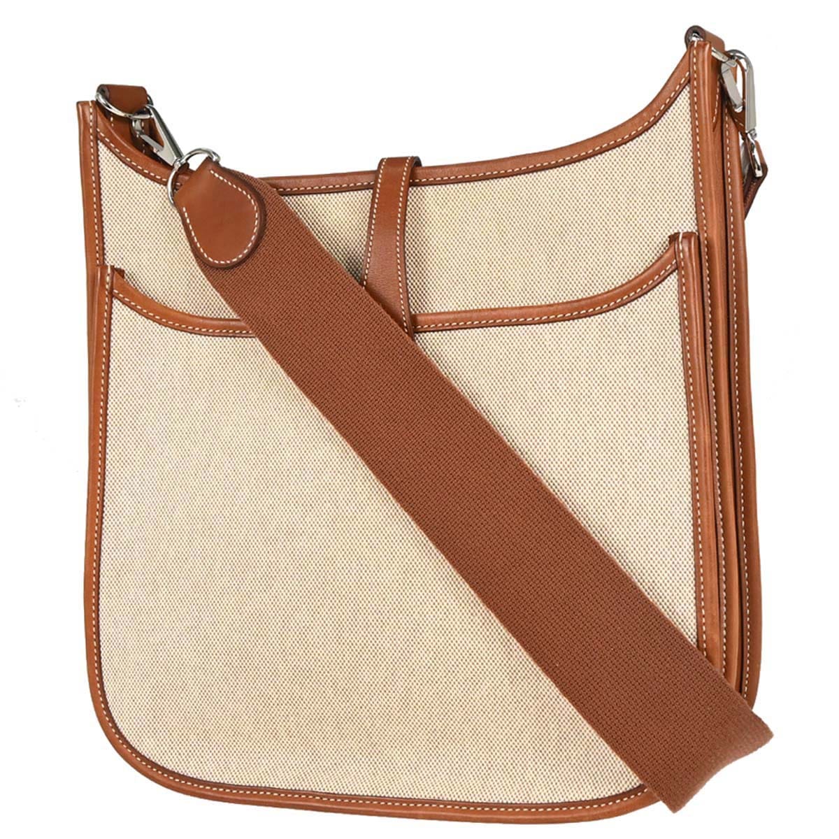 Hermes Natural Toile H Barenia Evelyne 2 PM Shoulder Bag