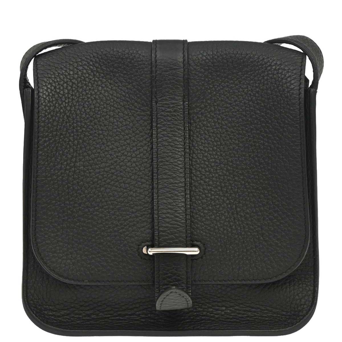 Hermes 2013 Black Taurillon Clemence Pochette Steve Shoulder Bag