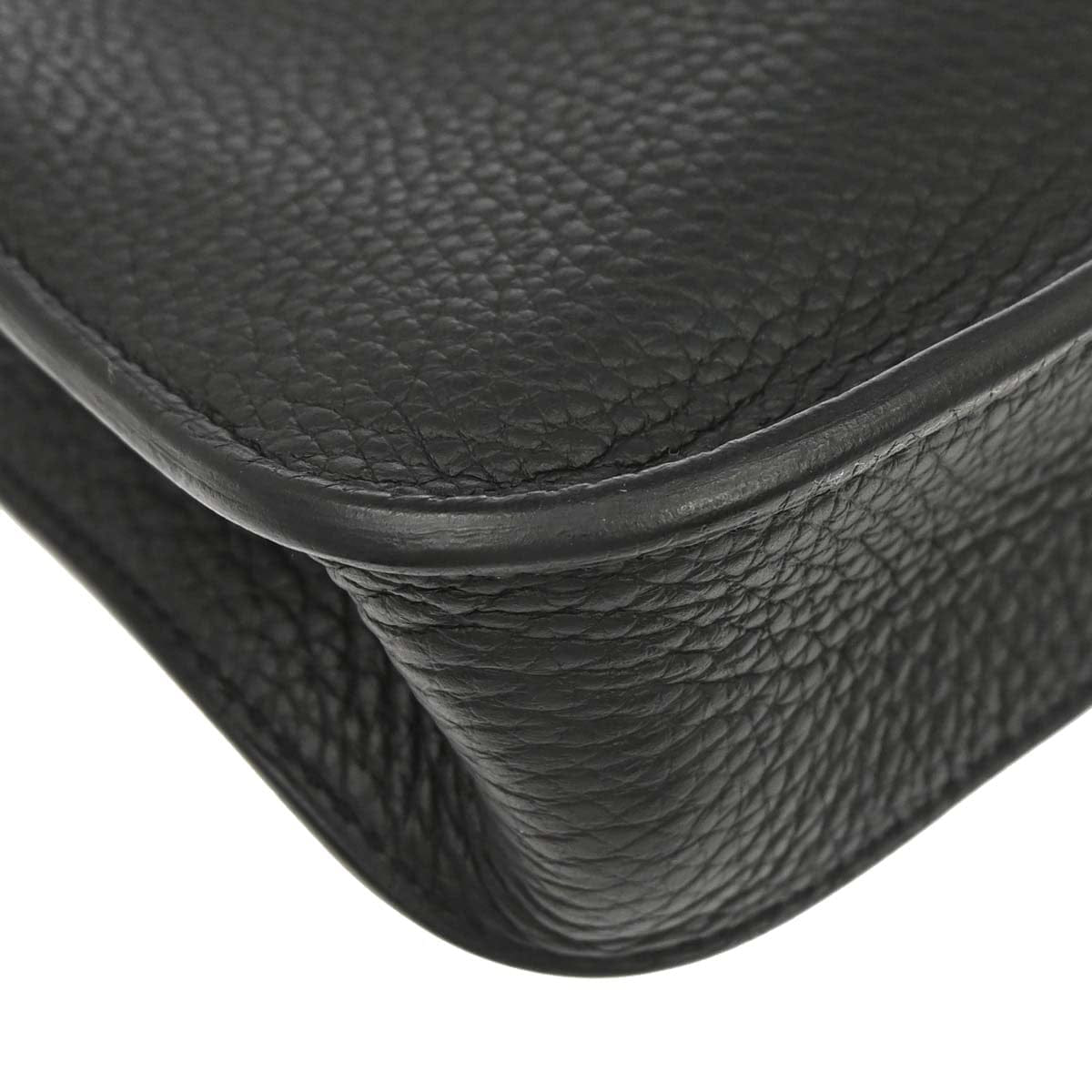 Hermes 2013 Black Taurillon Clemence Pochette Steve Shoulder Bag