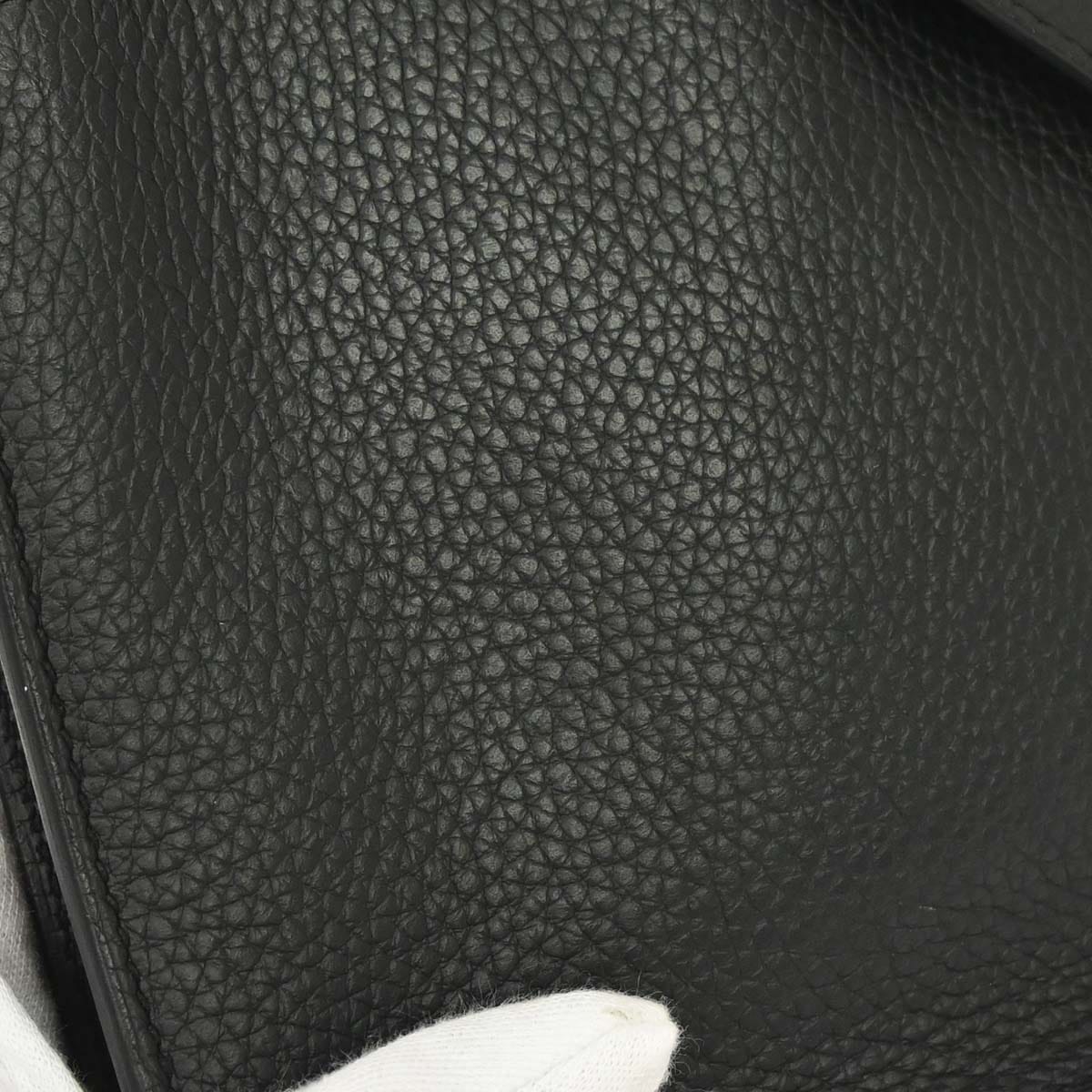 Hermes 2013 Black Taurillon Clemence Pochette Steve Shoulder Bag