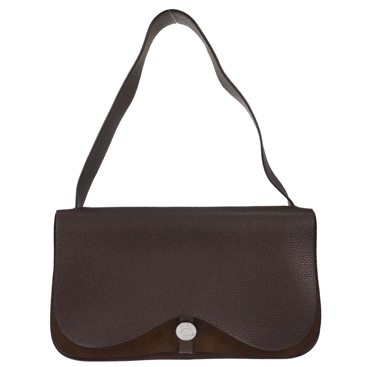 Hermes 2005 Cafe Toile Officier Vache Liegee Sac Colorado MM Shoulder Bag