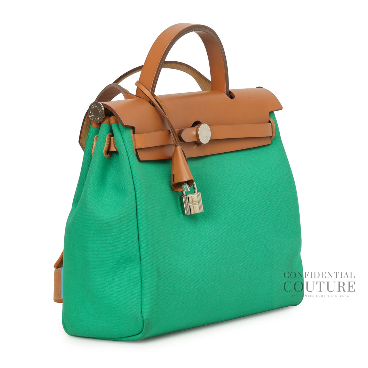 Hermes Herbag Zip Retourne 31 Toile Officier Bicolore Vache Hunter