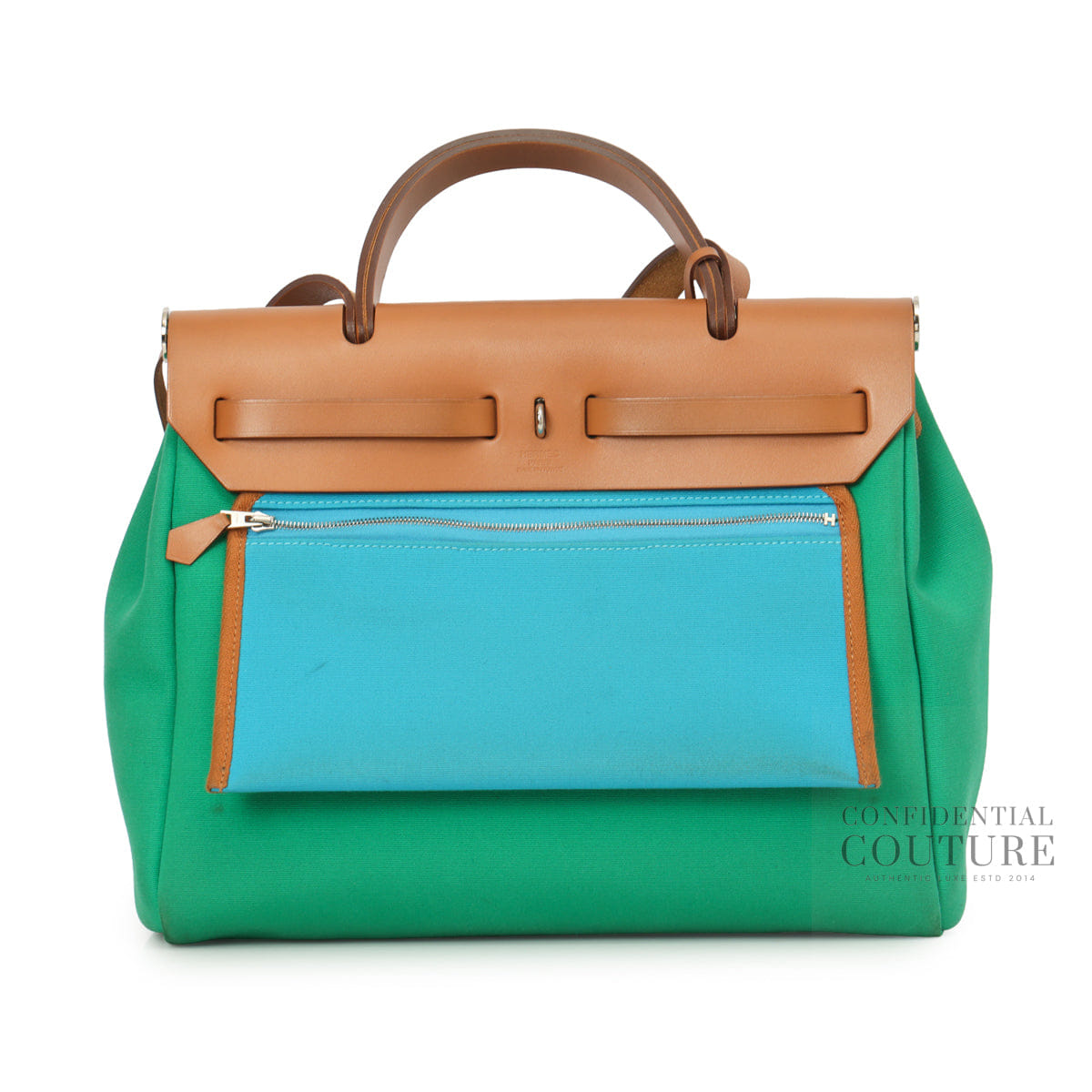 Hermes Herbag Zip Retourne 31 Toile Officier Bicolore Vache Hunter