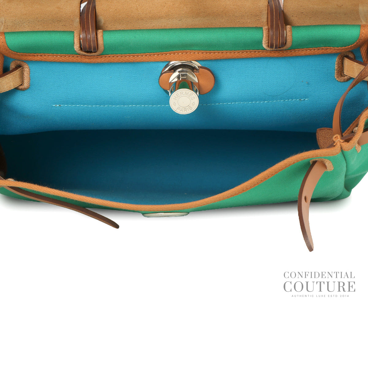 Hermes Herbag Zip Retourne 31 Toile Officier Bicolore Vache Hunter