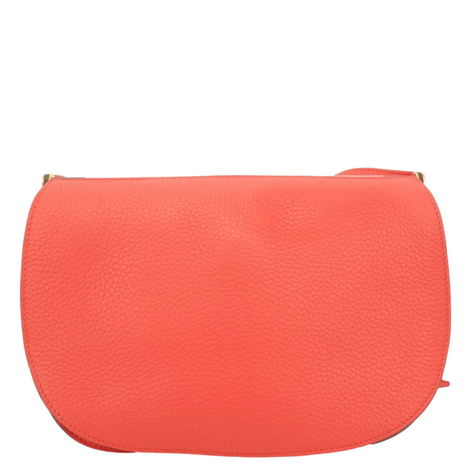 HERMES Saut Clemence Leather Shoulder Bag Red