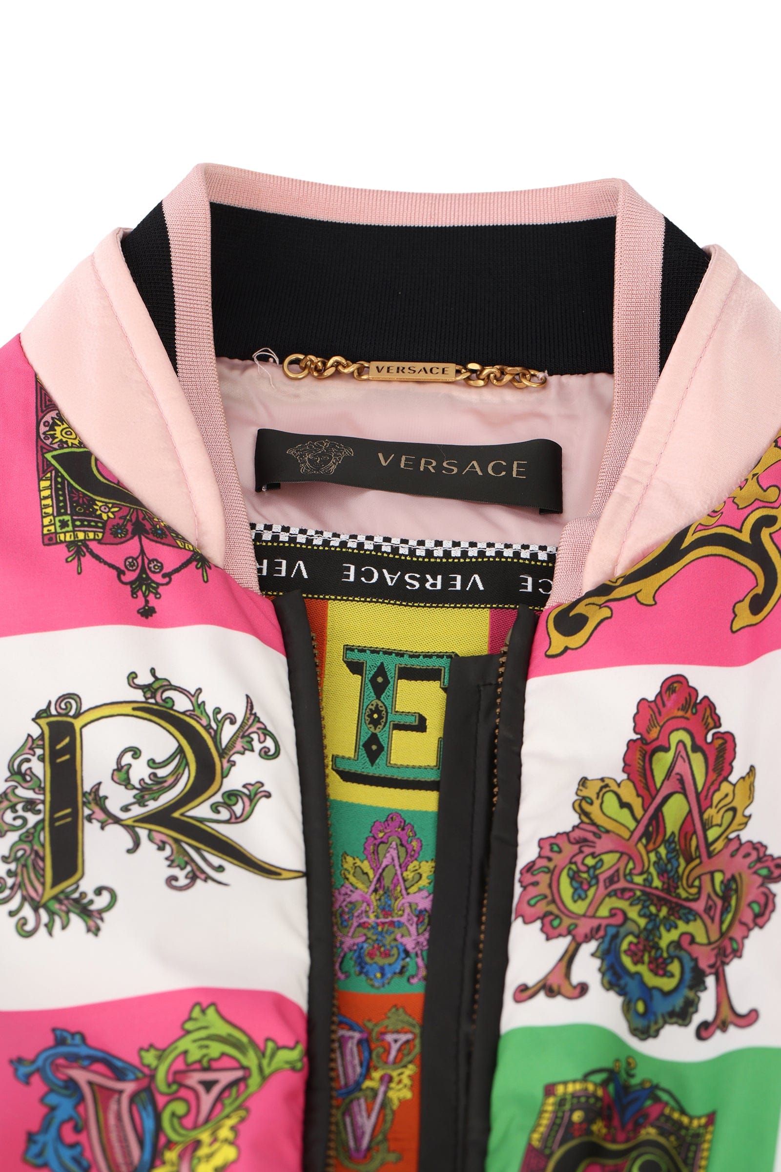 Versace Size Medium Alphabet Print Bomber Jacket