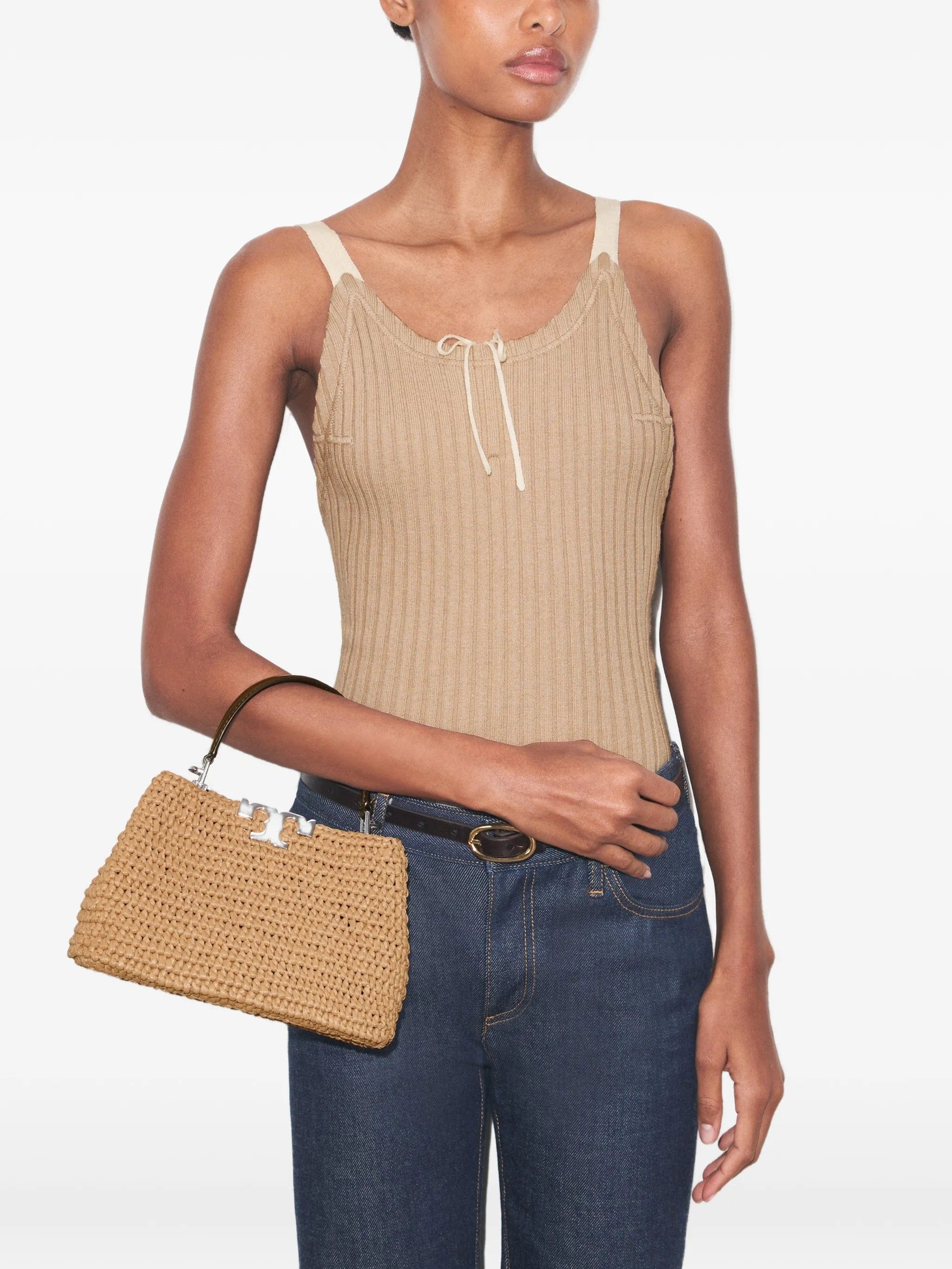 Tory Burch mini Eleanor straw tote bag