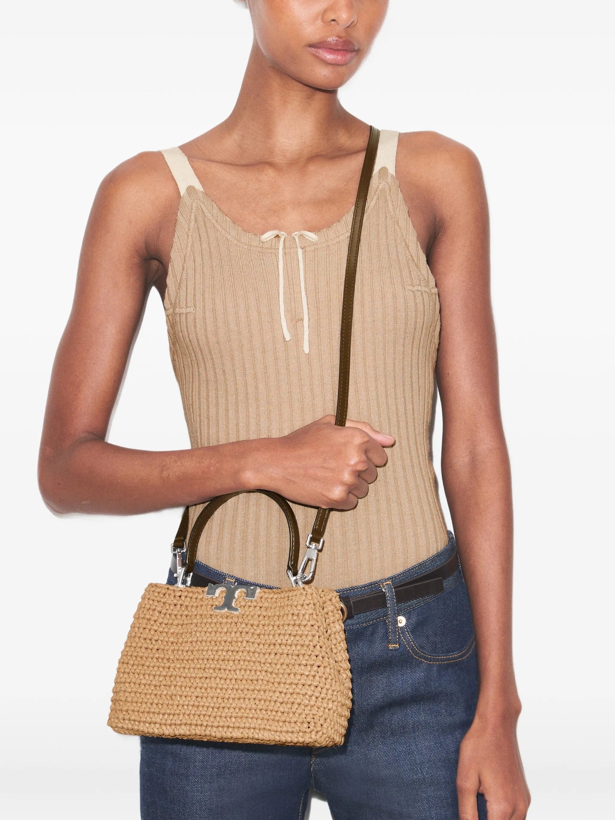 Tory Burch mini Eleanor straw tote bag