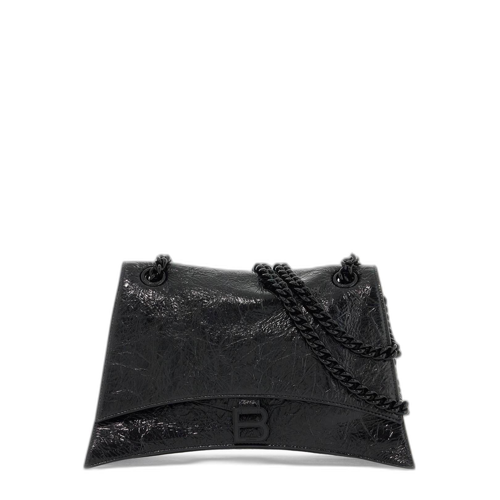 Balenciaga Crush Medium Calfskin Shoulder Bag - Black