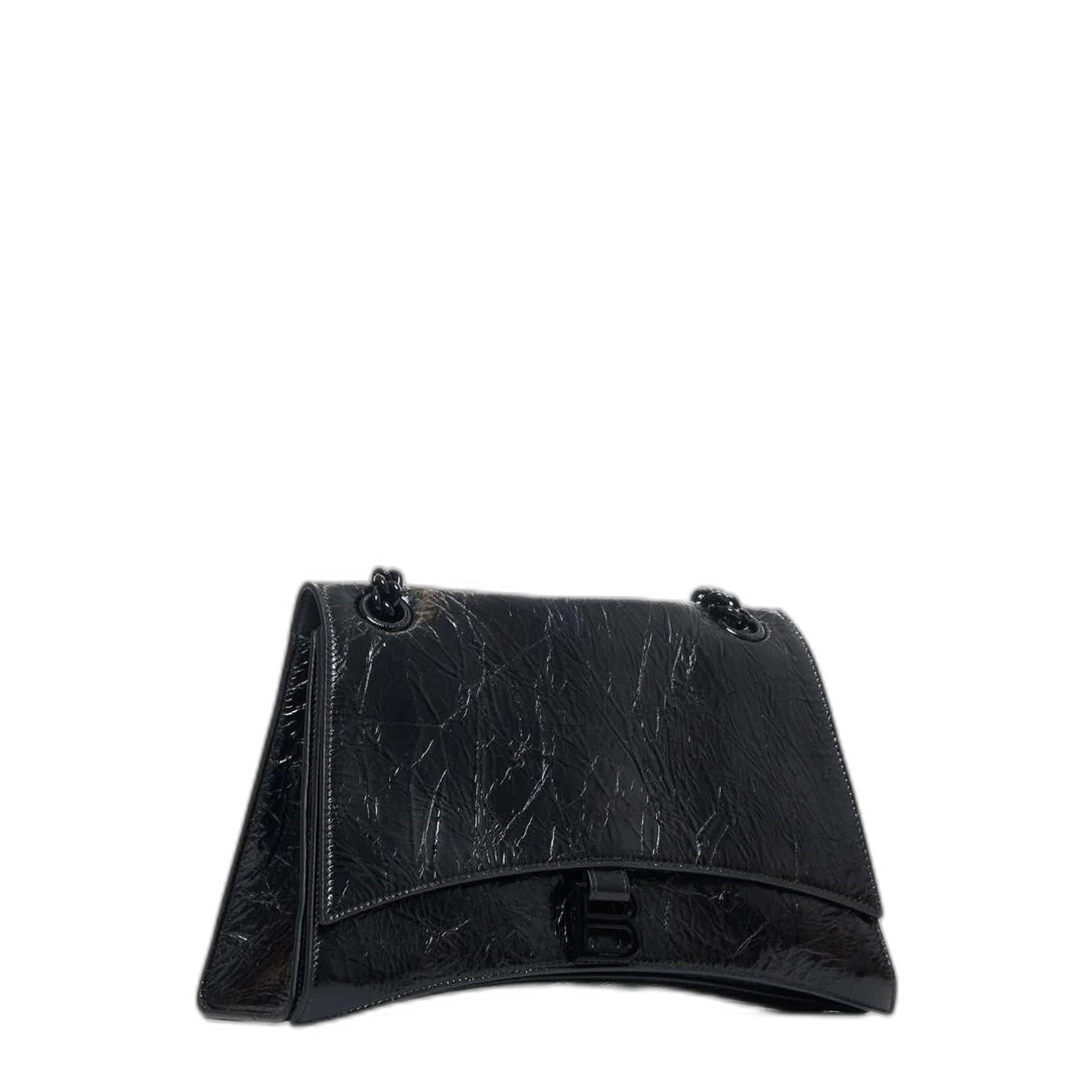 Balenciaga Crush Medium Calfskin Shoulder Bag - Black