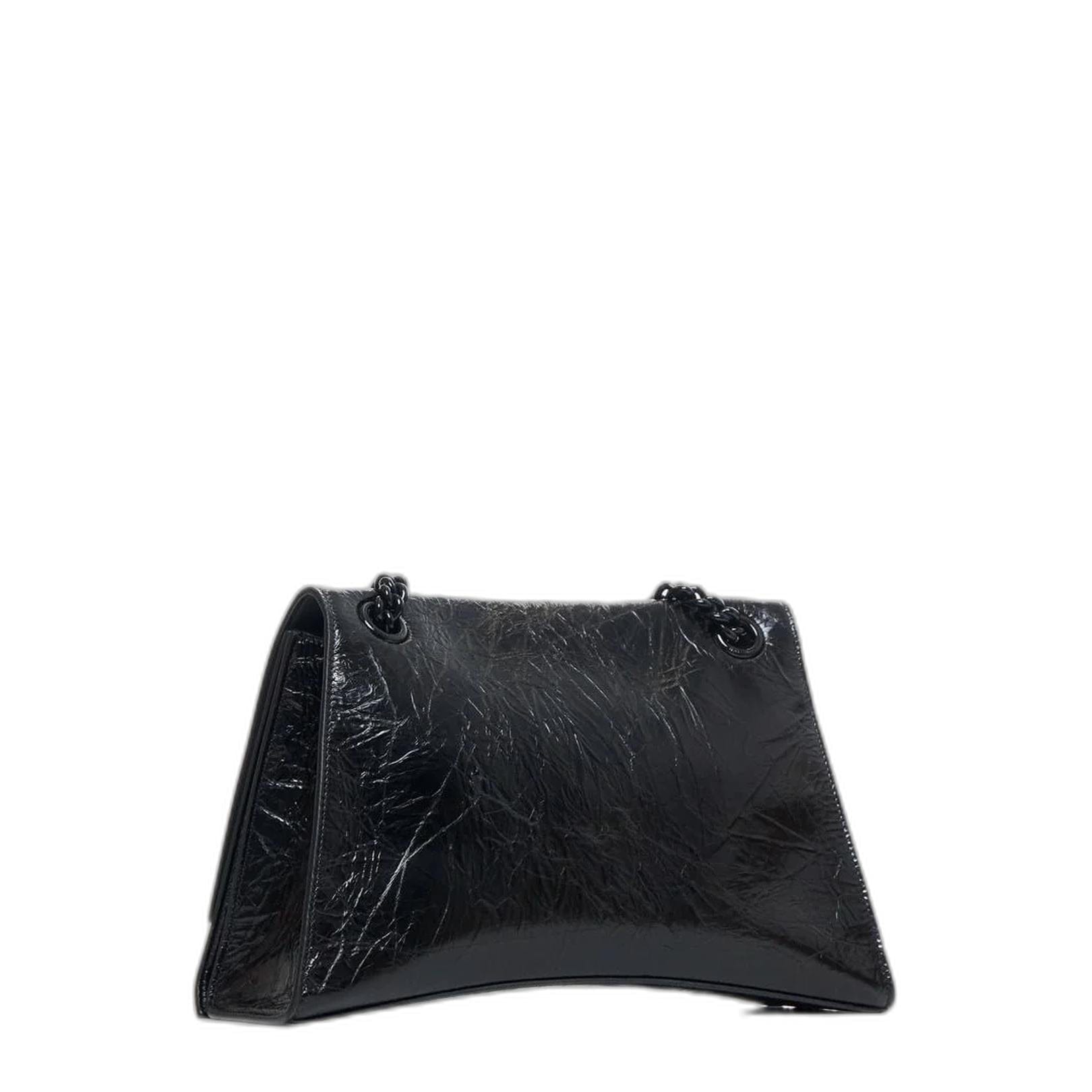 Balenciaga Crush Medium Calfskin Shoulder Bag - Black