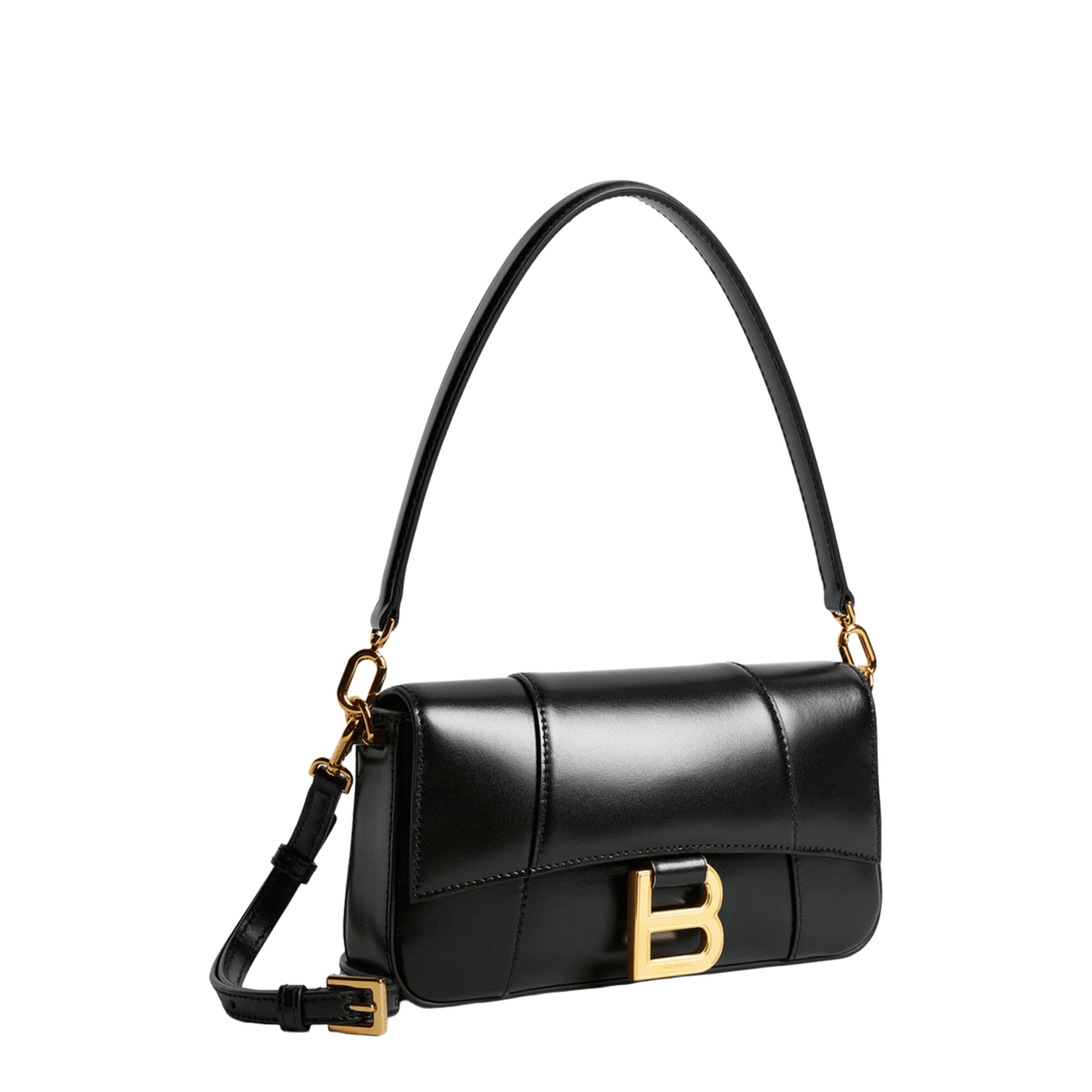 Balenciaga Hourglass Small Calfskin Shoulder Bag - Black