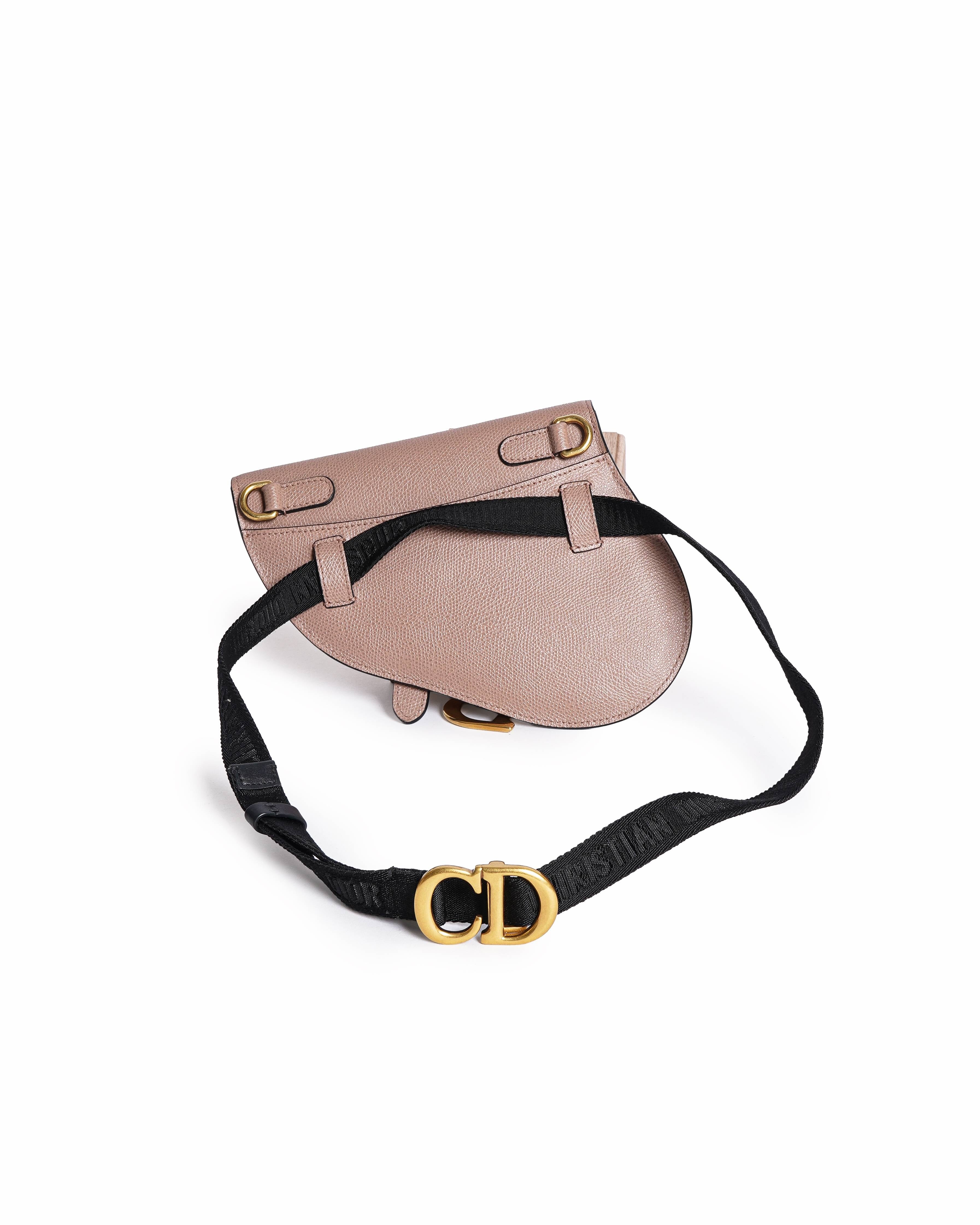 Dior Dusty Pink Leather Saddle Belt Bag