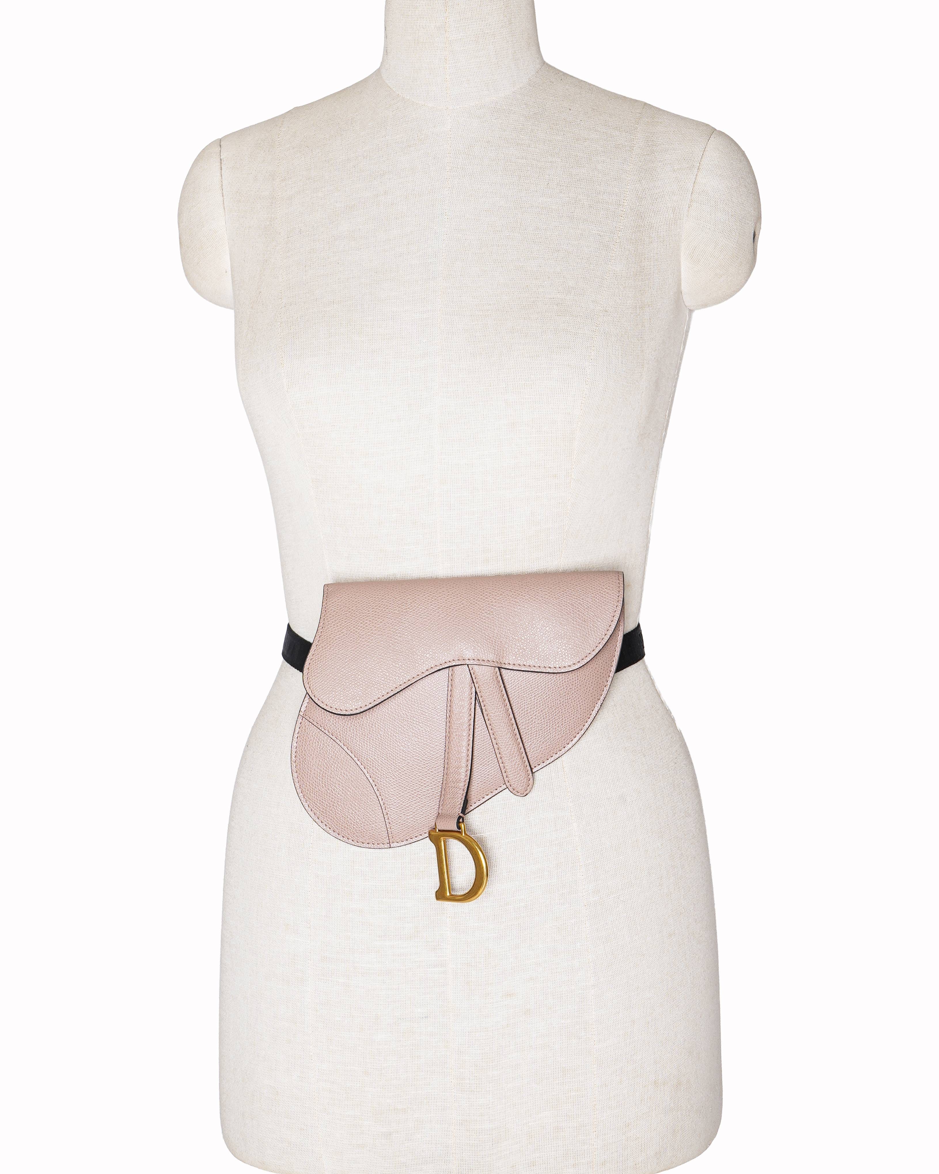 Dior Dusty Pink Leather Saddle Belt Bag