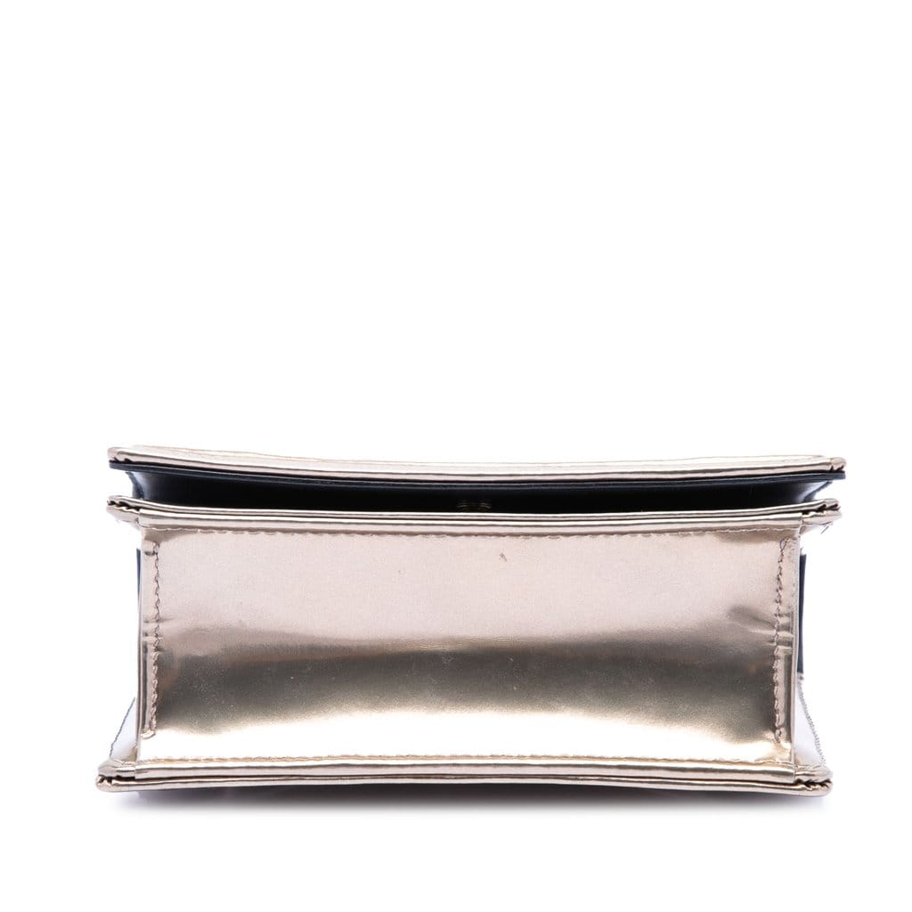 Dior Metallic Patent Microcannage Diorama Wallet on Chain
