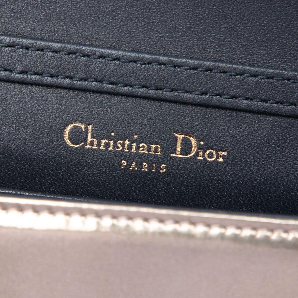 Dior Metallic Patent Microcannage Diorama Wallet on Chain