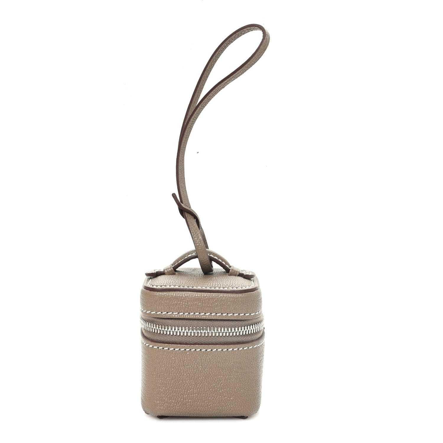 Hermes Chevre Mysore Mini Vanity Bag Charm Etoupe