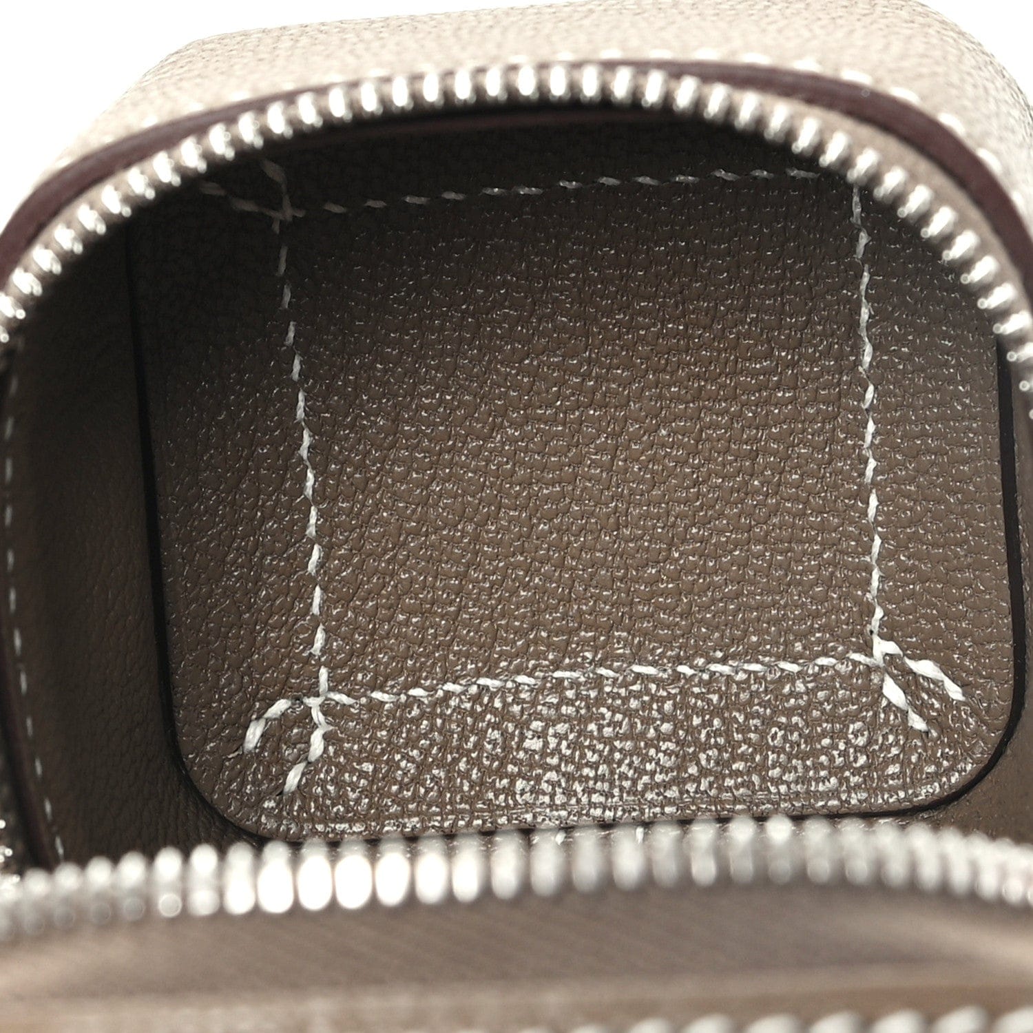 Hermes Chevre Mysore Mini Vanity Bag Charm Etoupe
