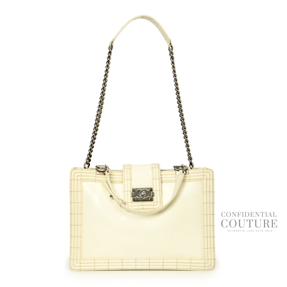 Chanel Boy Off White Reverso Large Flap Bag
