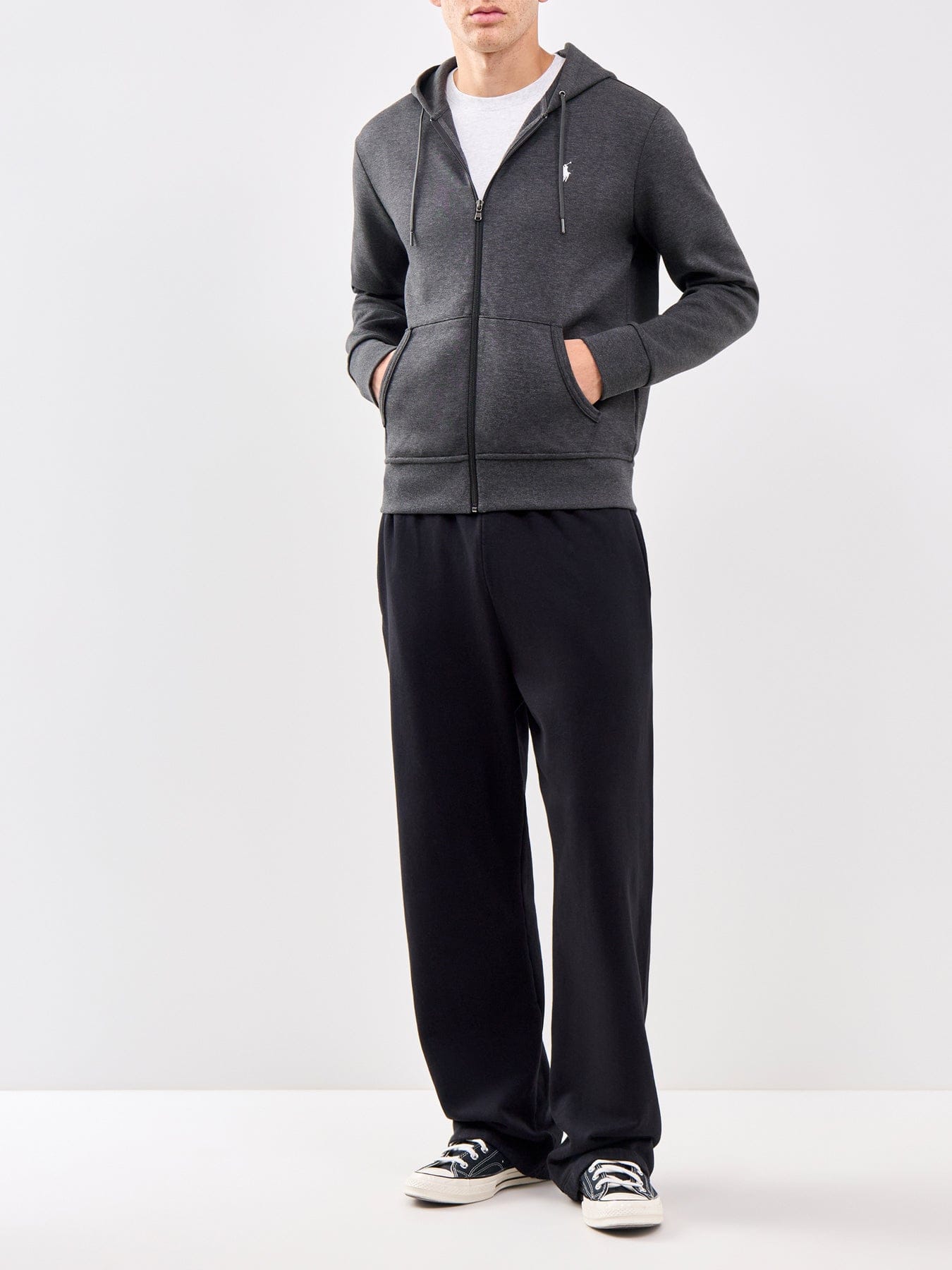 Polo Ralph Lauren Double Knit Zip Through Hoodie Grey
