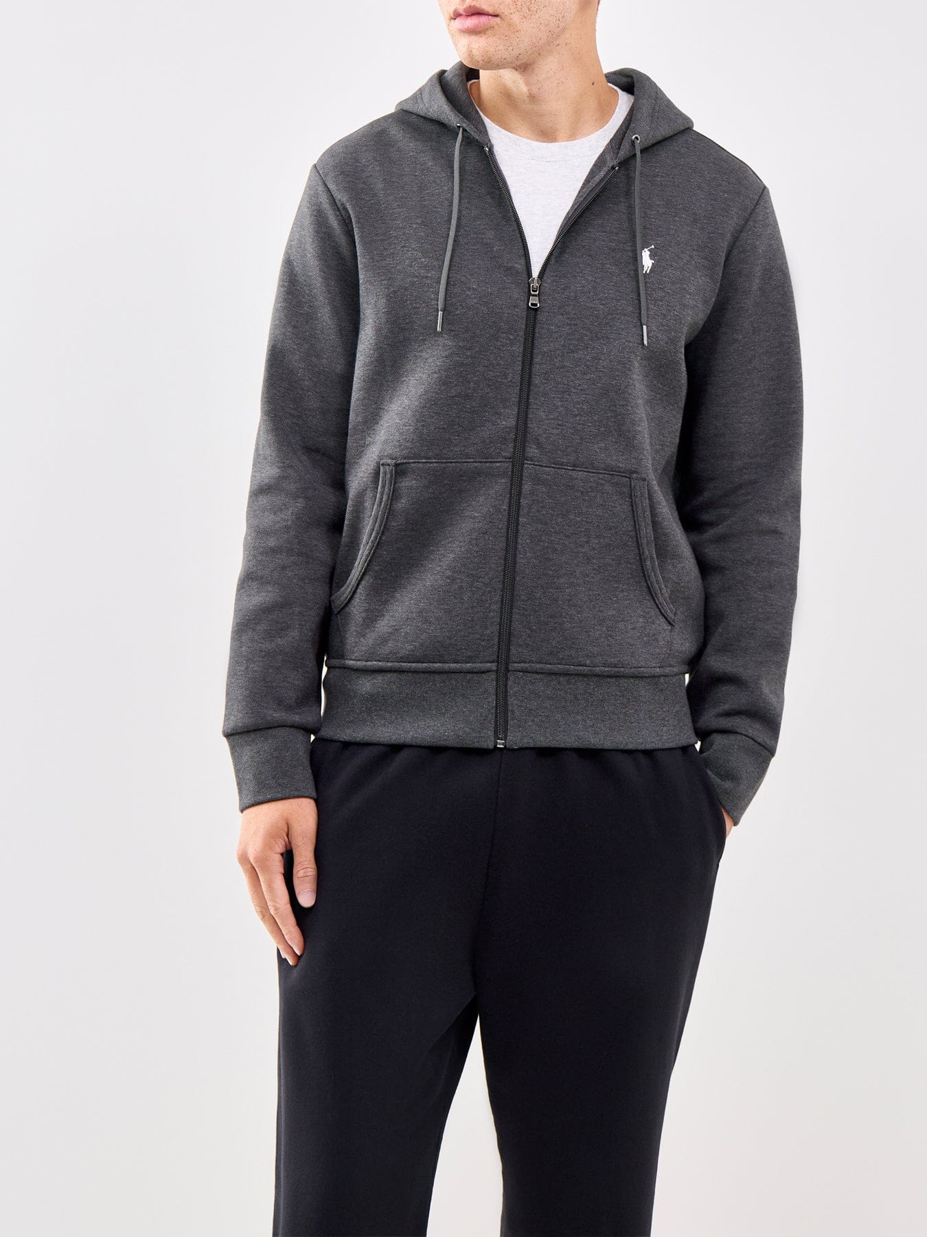 Polo Ralph Lauren Double Knit Zip Through Hoodie Grey
