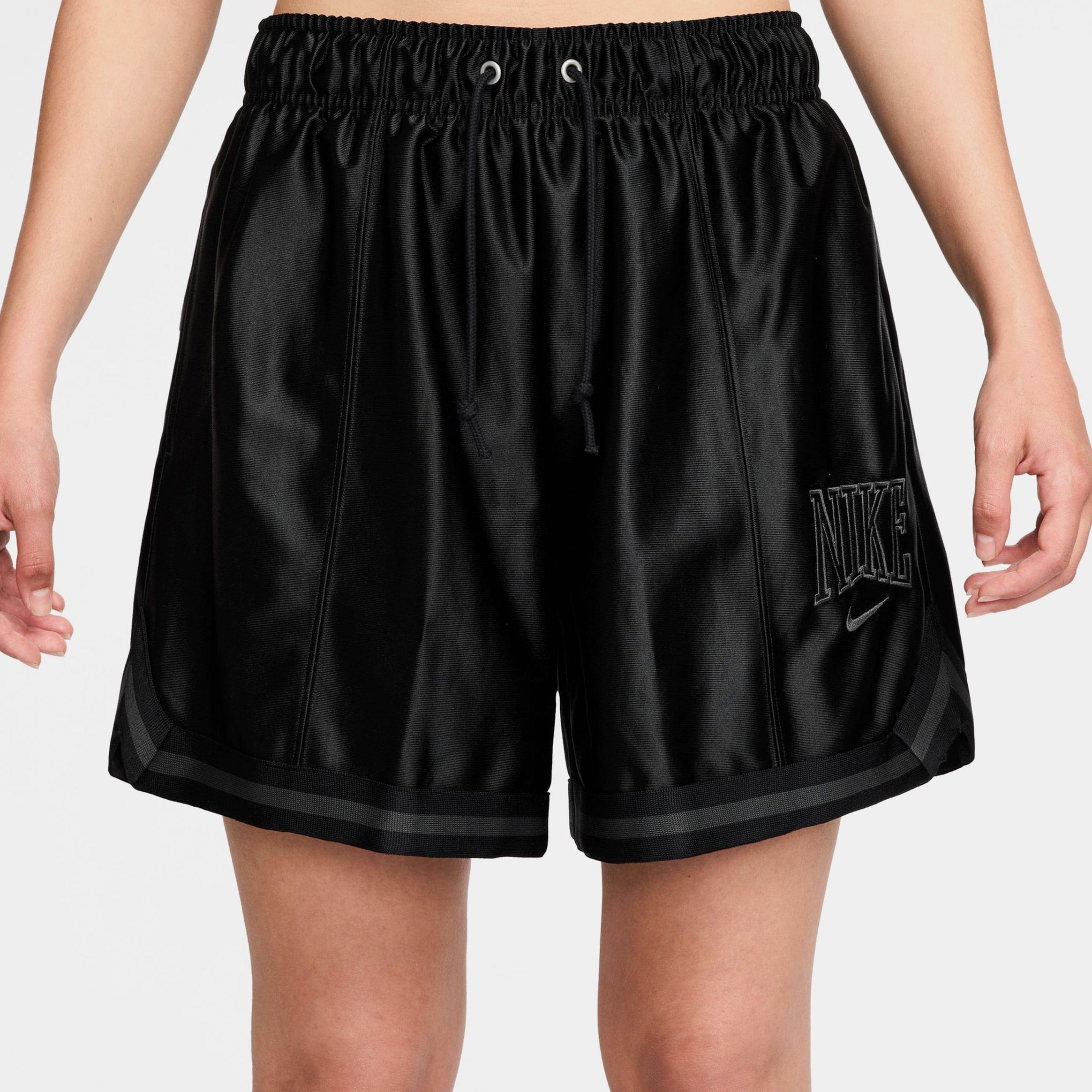 Nike Loose 6" Mid Rise Satin Womens Shorts (Black/Anthracite/Anthracite)