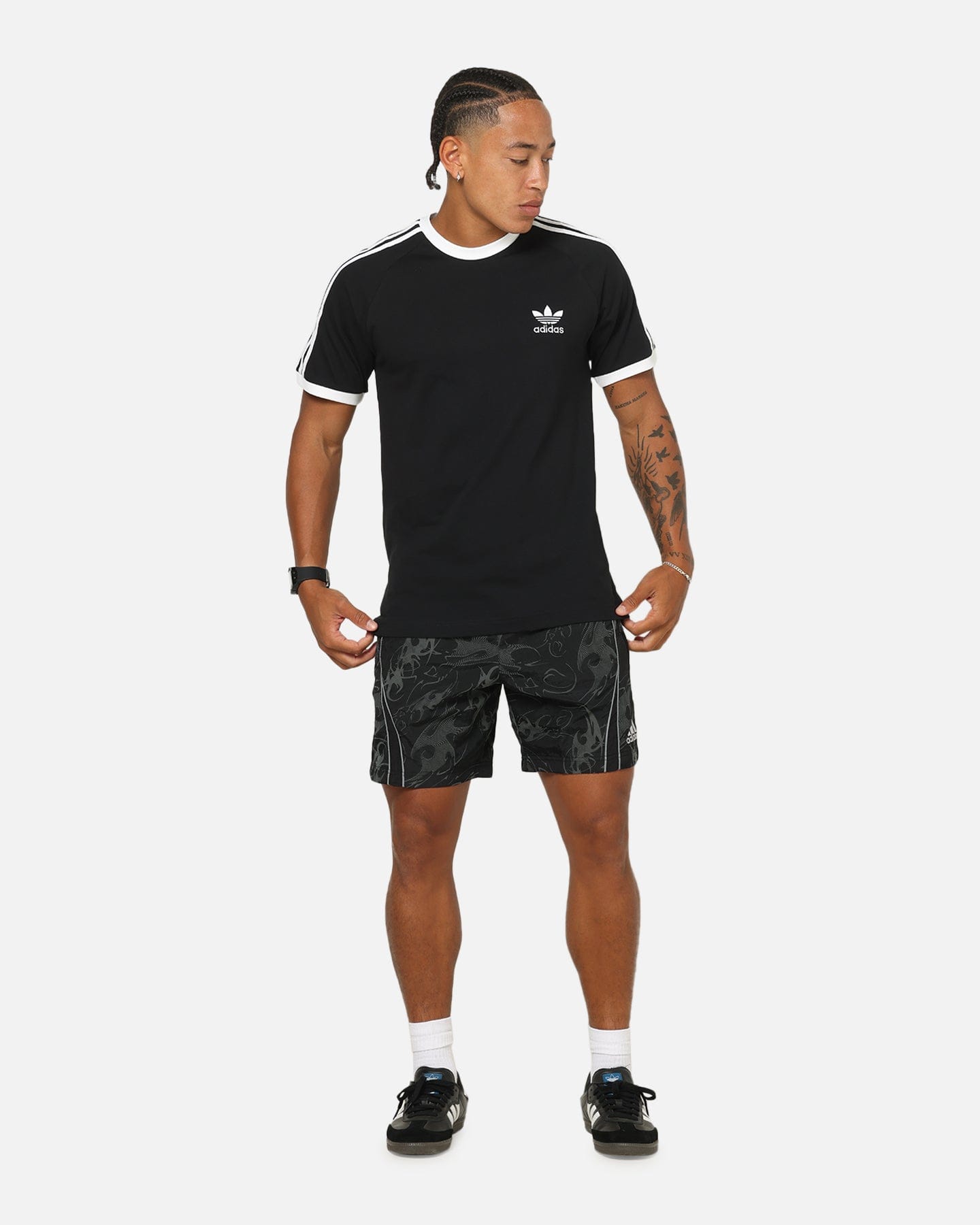 adidas Classics 3 - Stripes T - Shirt Black