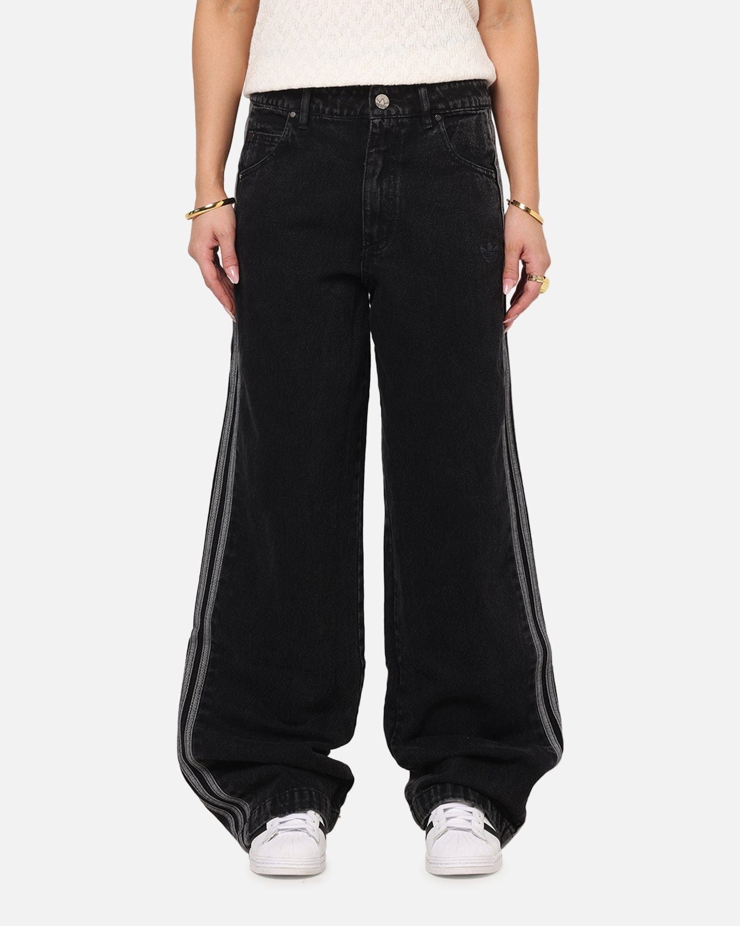 adidas Women's Denim 3 - Stripes Track Pants True Black Denim