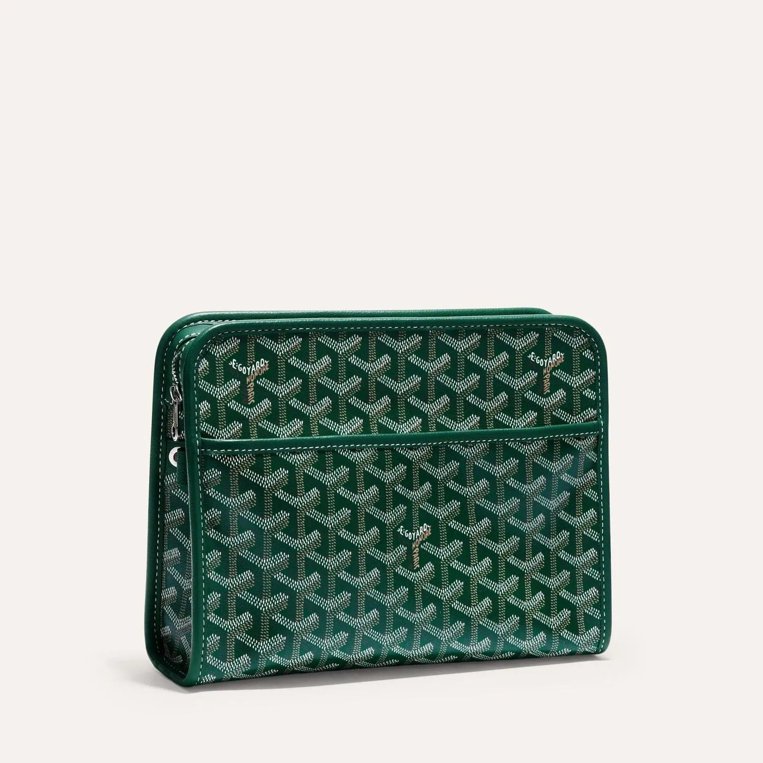 Goyard Jouvence MM Toiletry Bag in Green Goyardine Canvas & Chevroches Calfskin Leather