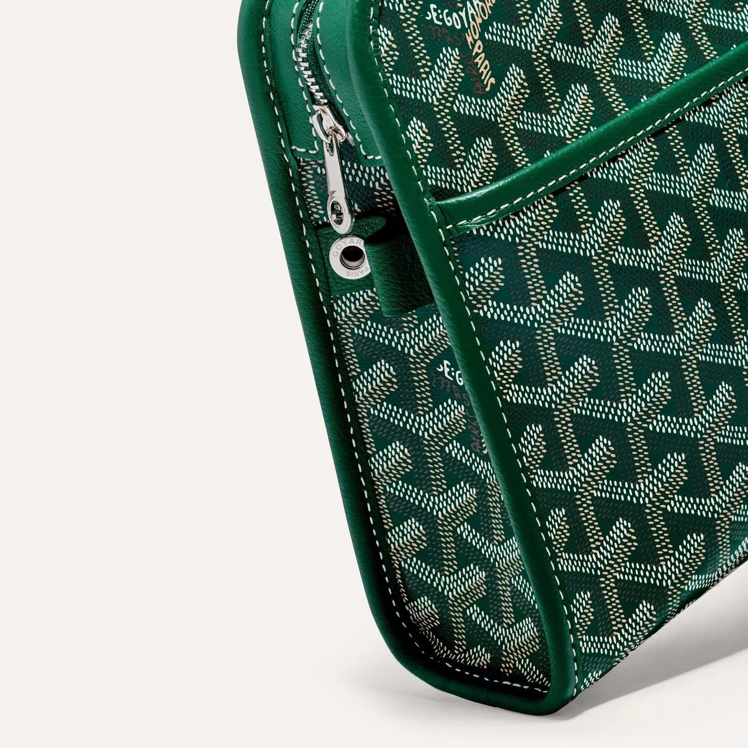 Goyard Jouvence MM Toiletry Bag in Green Goyardine Canvas & Chevroches Calfskin Leather