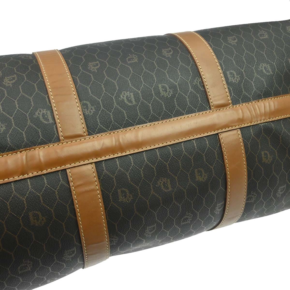 Christian Dior Black Brown Honeycomb Duffle Handbag