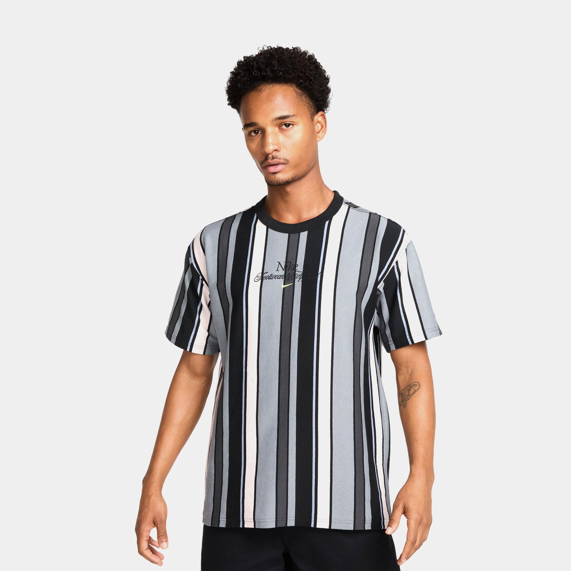 Nike NSW Max 90 Stripe Mens Short Sleeve Shirt (White/Black/Blue)