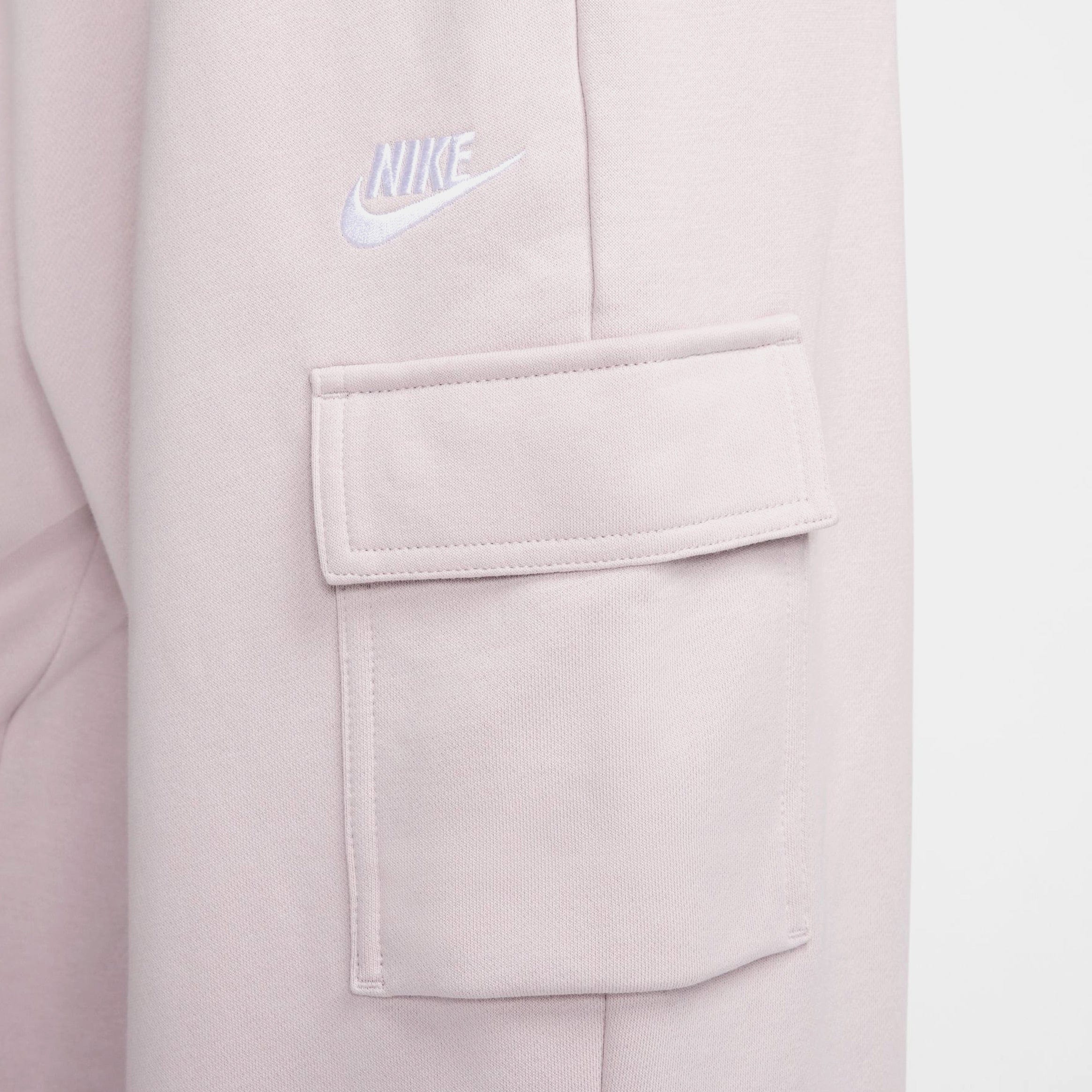 Nike NSW Club Fleece Mid Rise Oversized Cargo Womens Pants (Soft Pink)