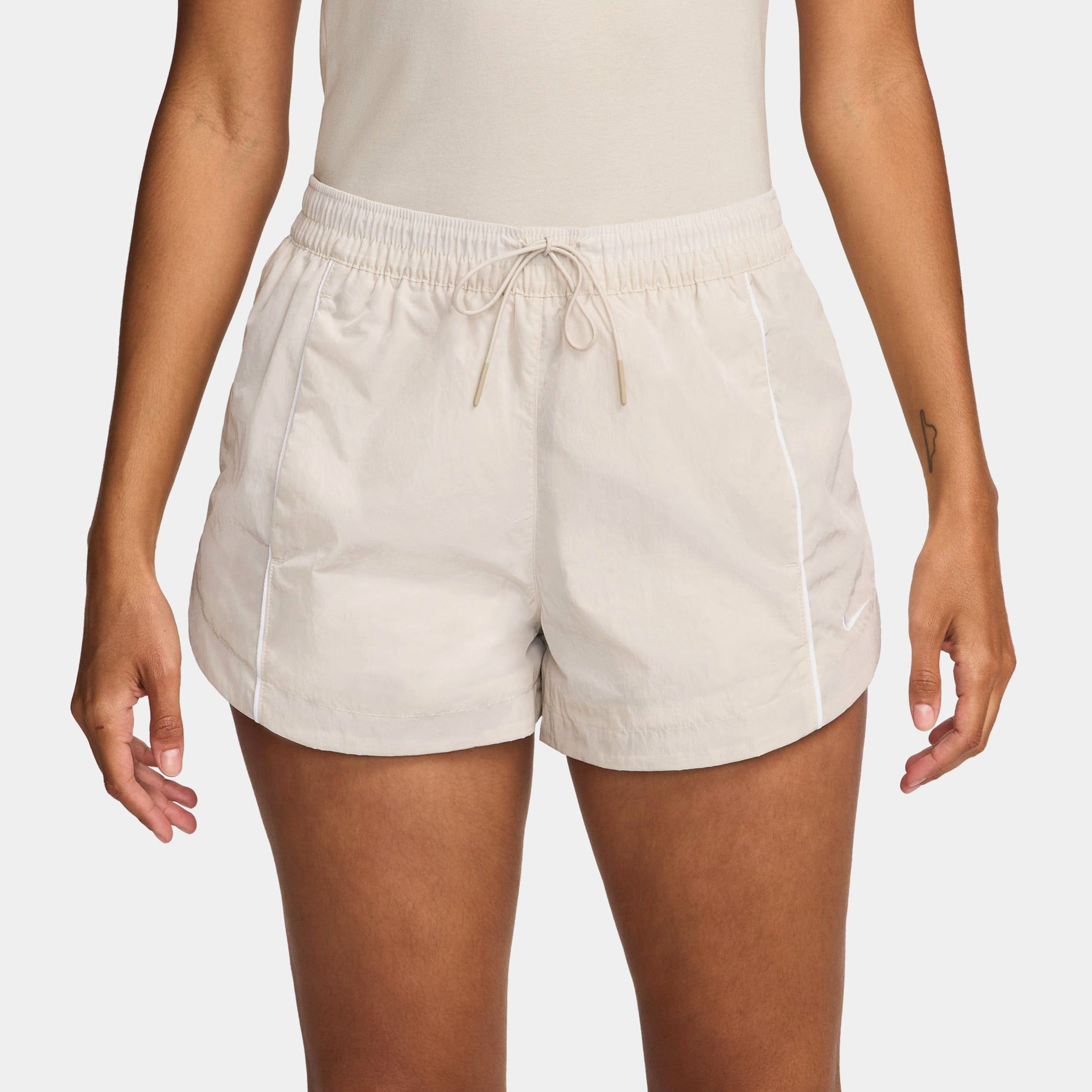 Nike Windrunner Mid - Rise 2" Woven Womens Shorts (Beige/White)