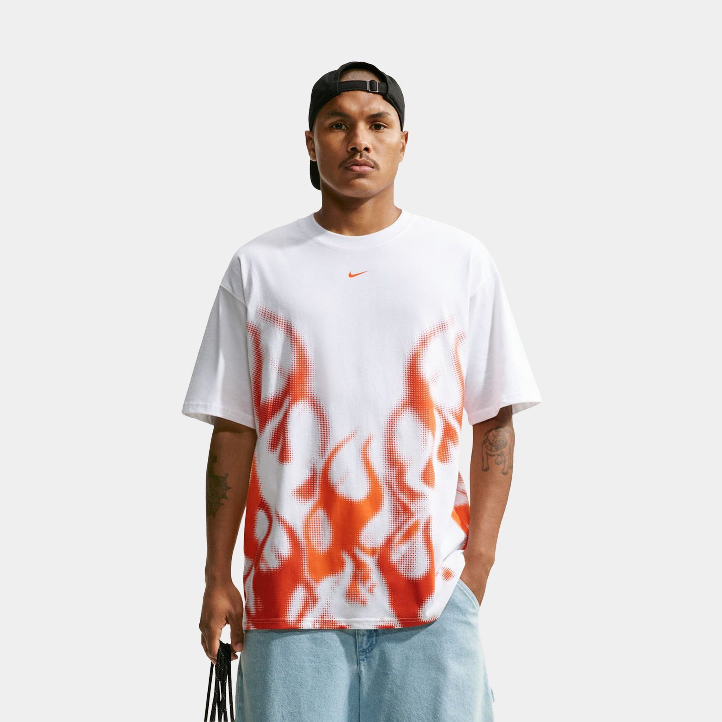 Nike Sportswear Max 90 Flame Mens Short Sleeve Shirt (White)