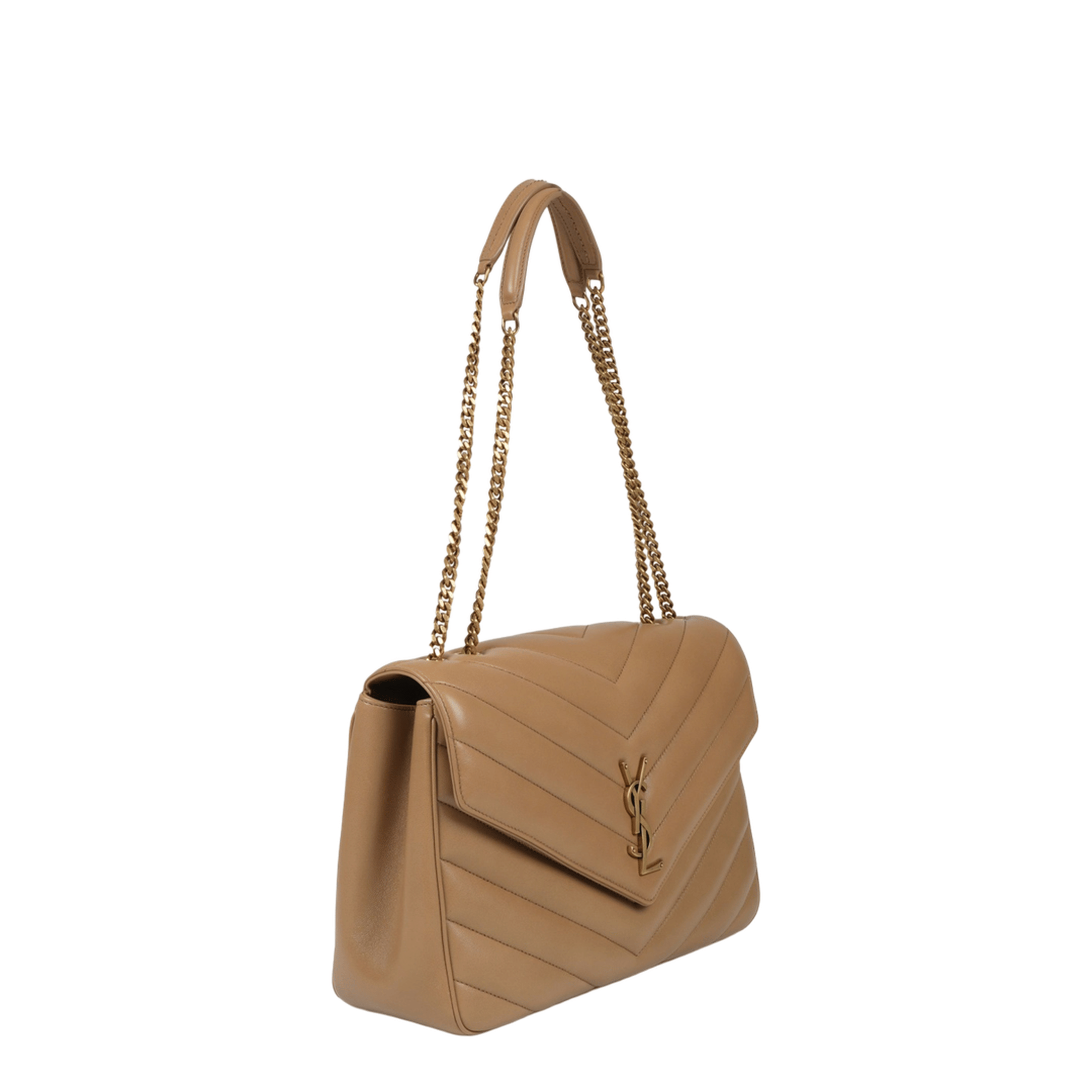 Saint Laurent Loulou Large Matelassé Lambskin Tote - Natural Tan