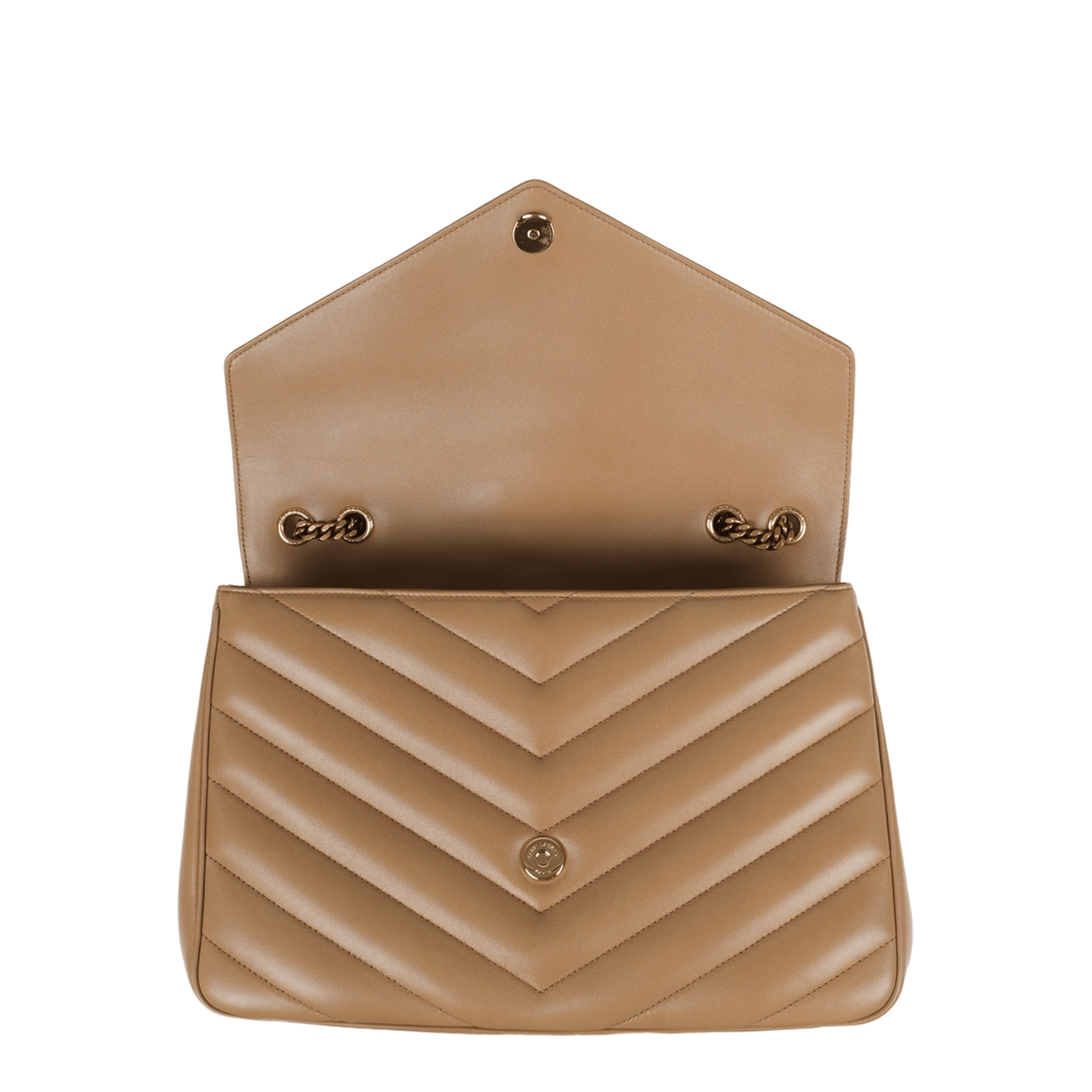 Saint Laurent Loulou Large Matelassé Lambskin Tote - Natural Tan