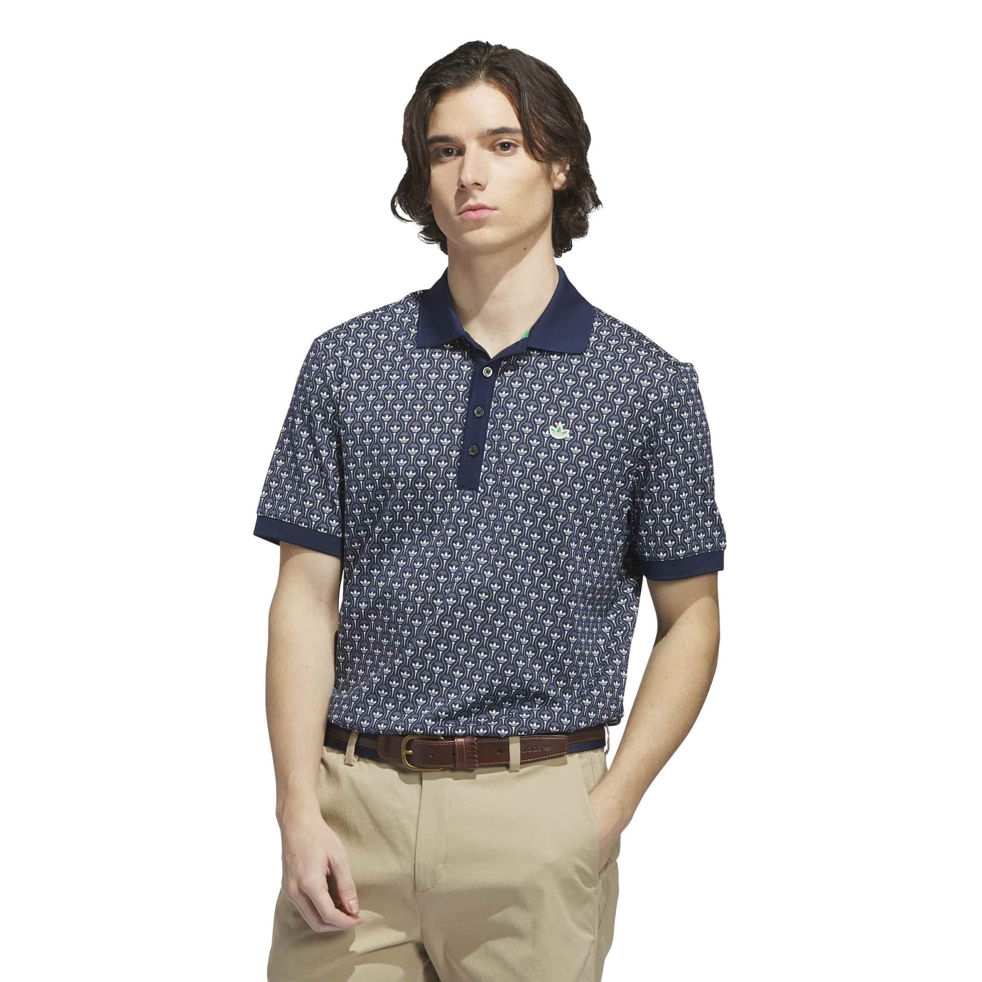 Adidas Golf Mens Originals All Over Trefoil Polo Shirt